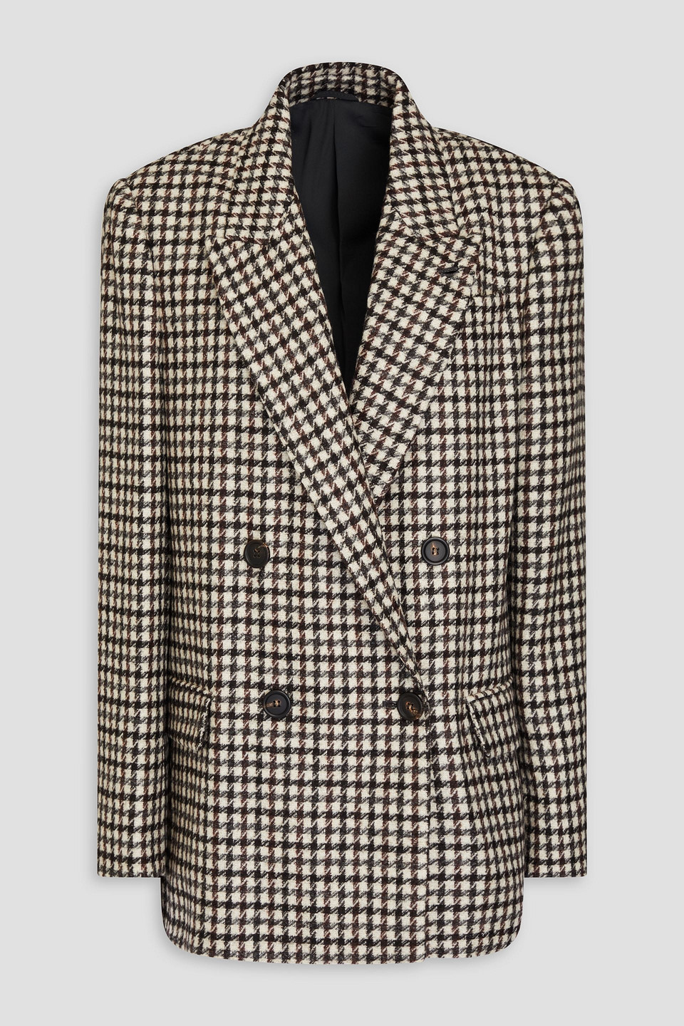 Brunello Cucinelli Double-breasted Houndstooth Wool-blend Blazer In Ivory