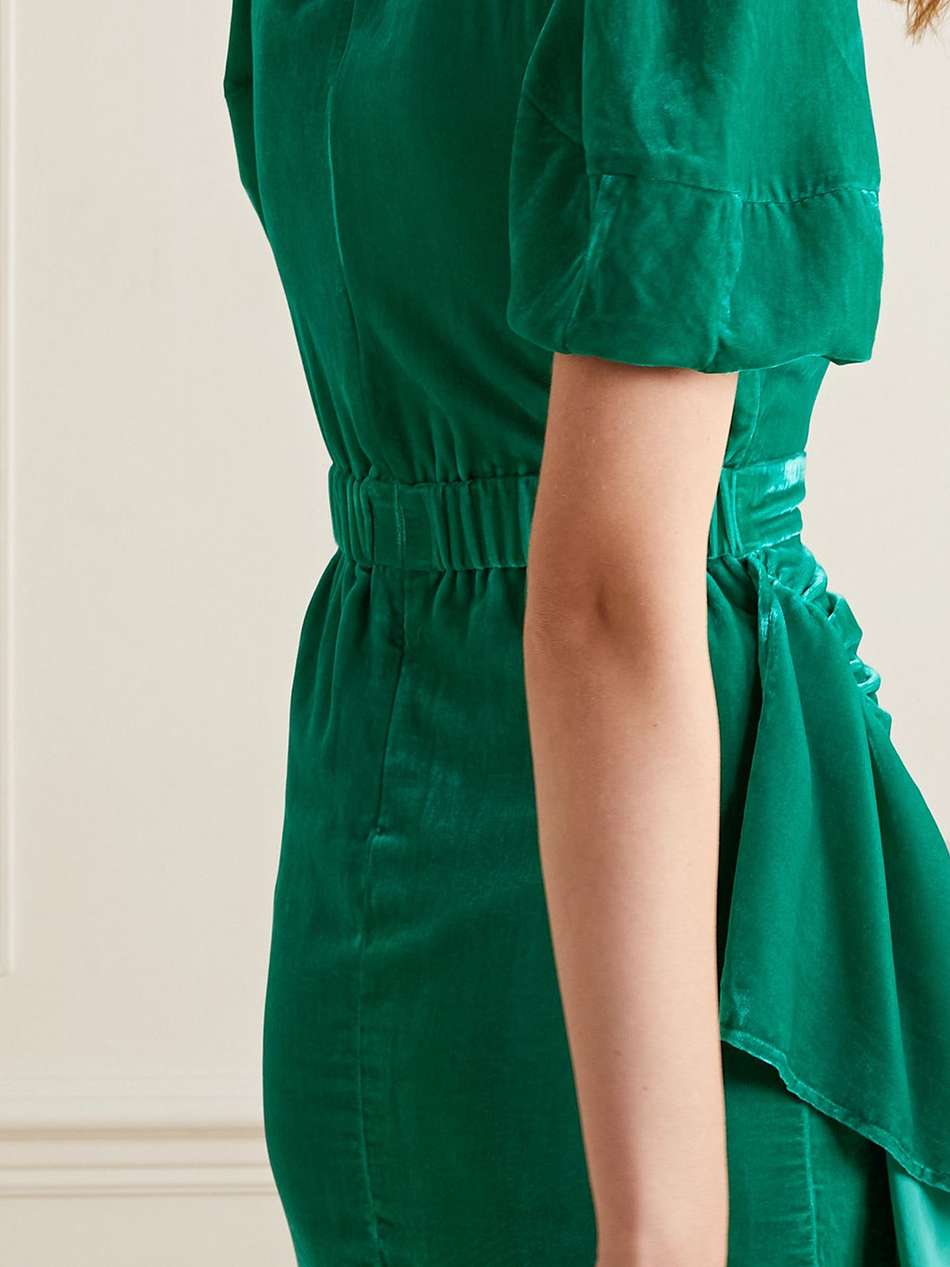 pia ruched ruffled velvet mini dress
