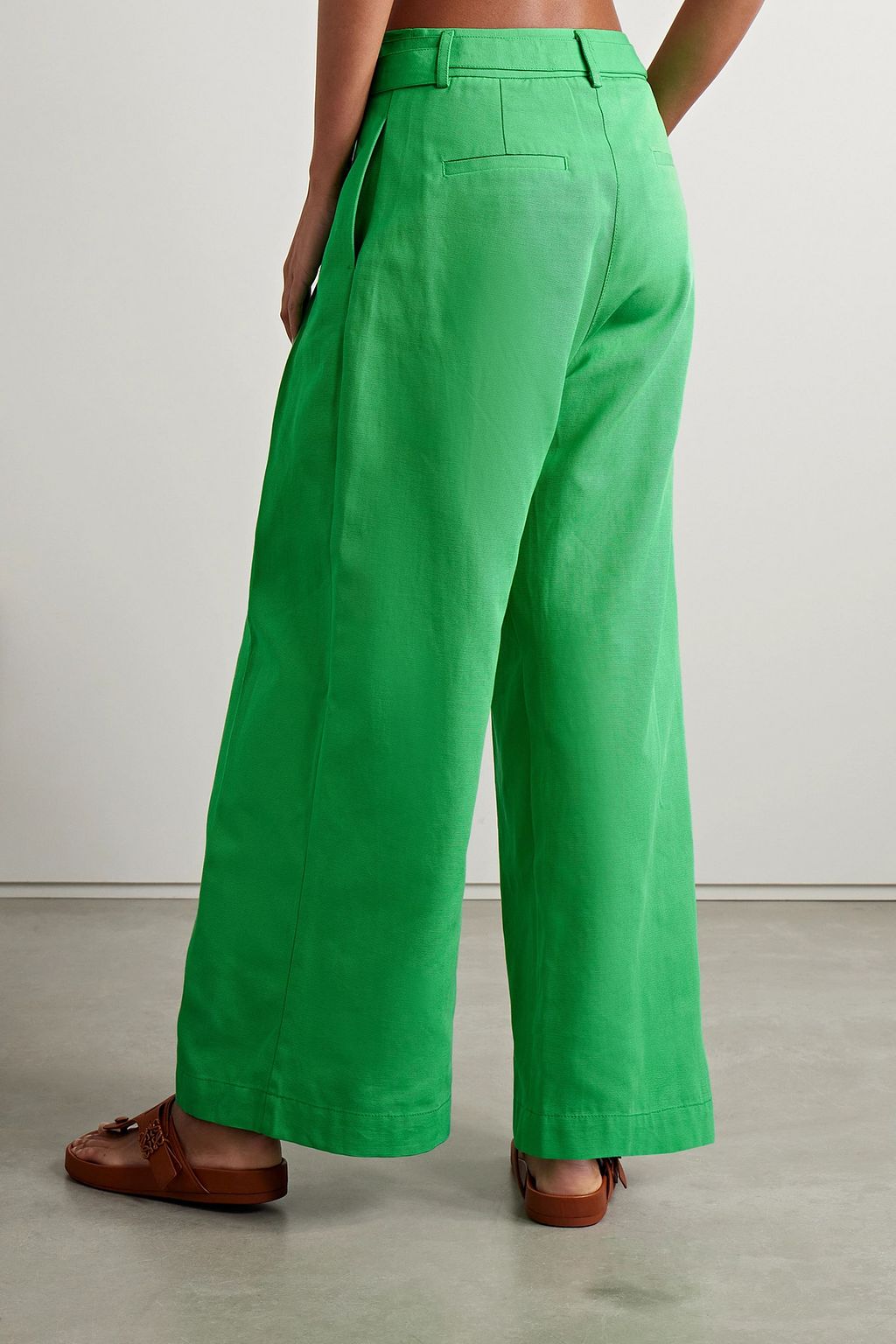 FARM RIO Belted Lyocell and cotton-blend wide-leg pants