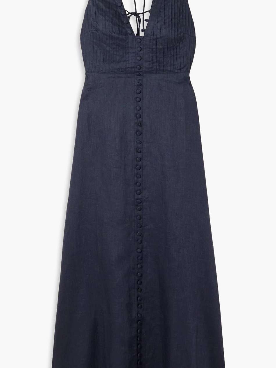 grace pintucked linen maxi dress