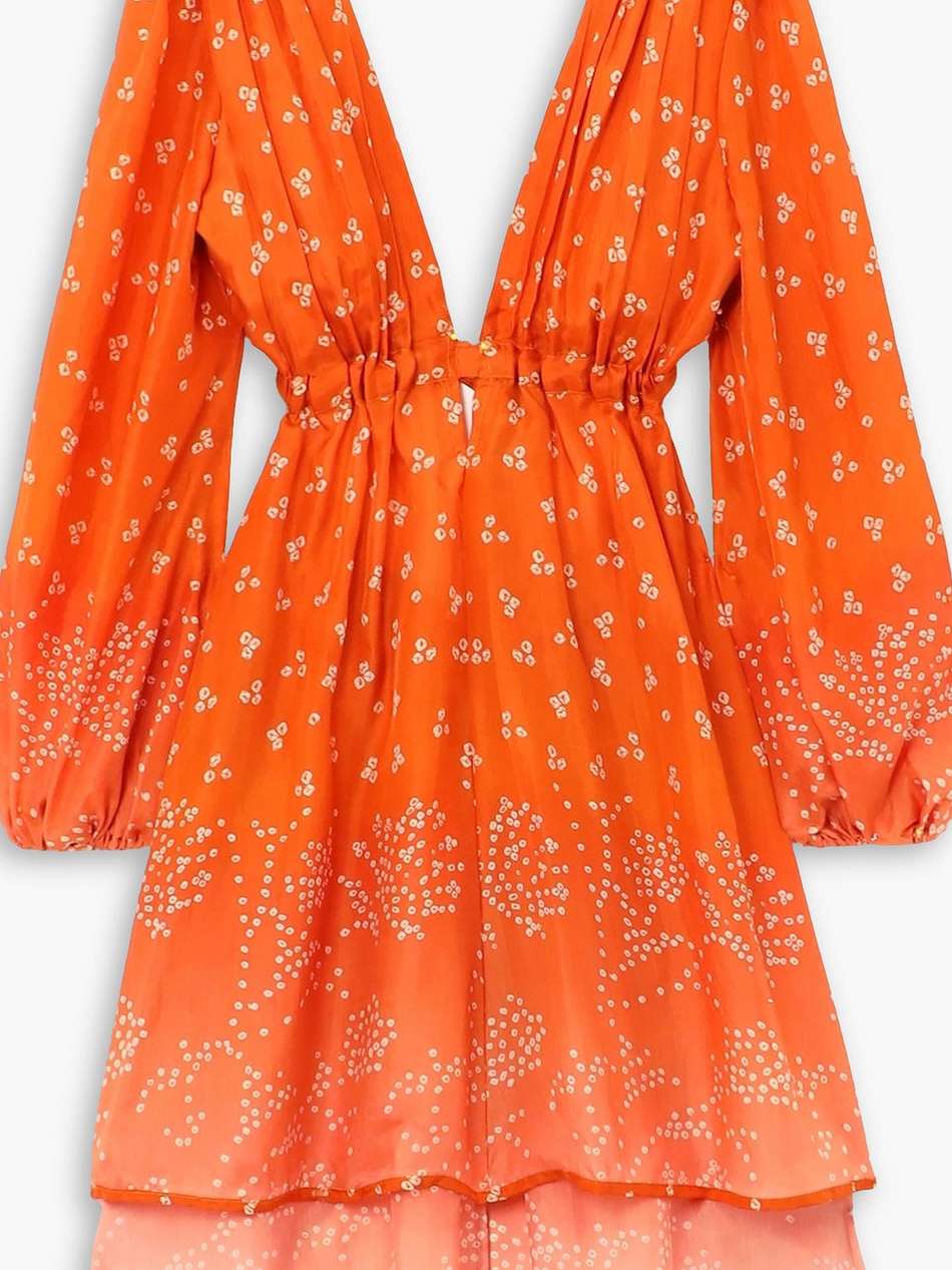 alicia open-back gathered printed silk-habotai mini dress