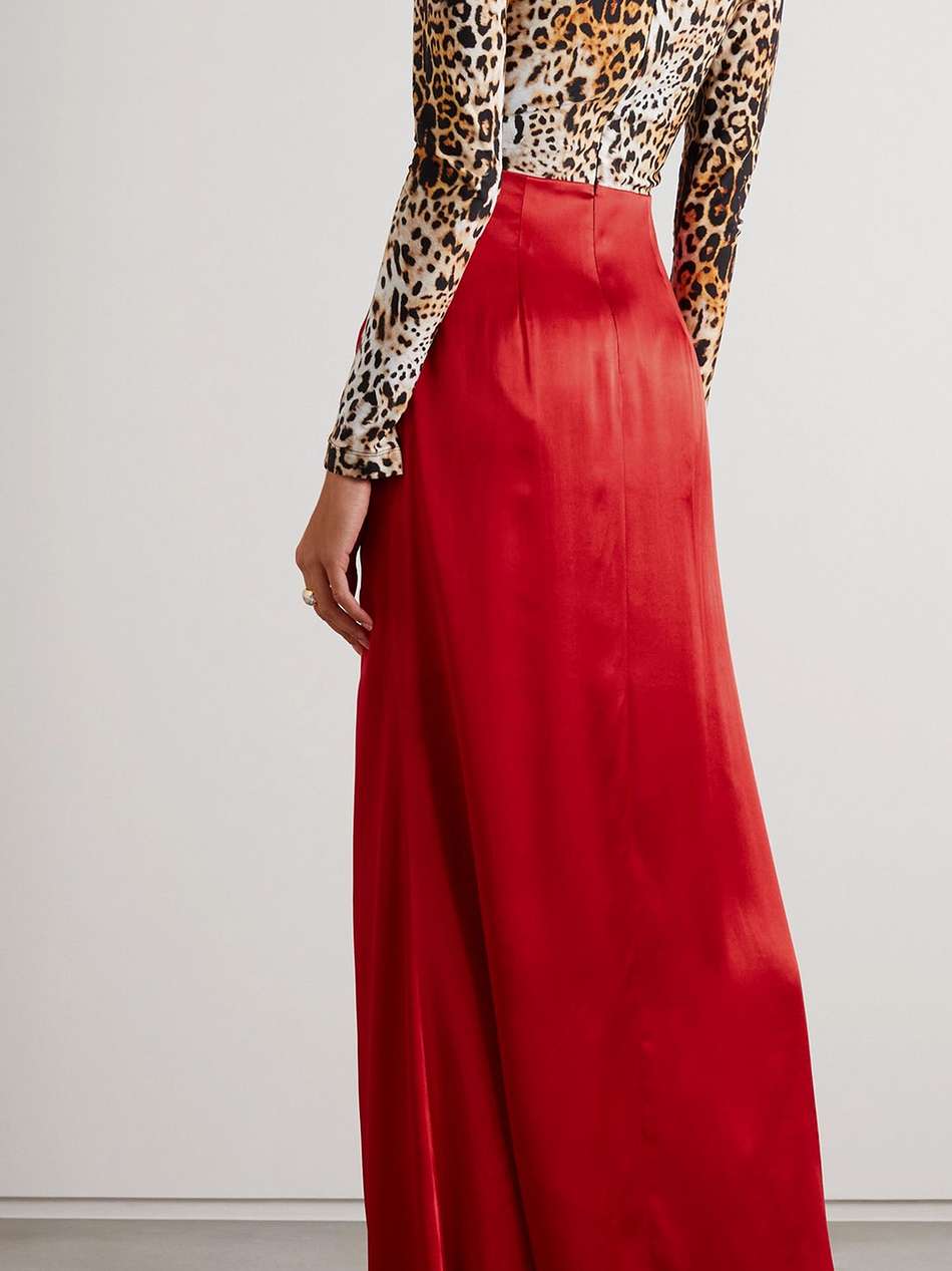 stretch & flow leopard-print stretch-jersey and satin maxi dress