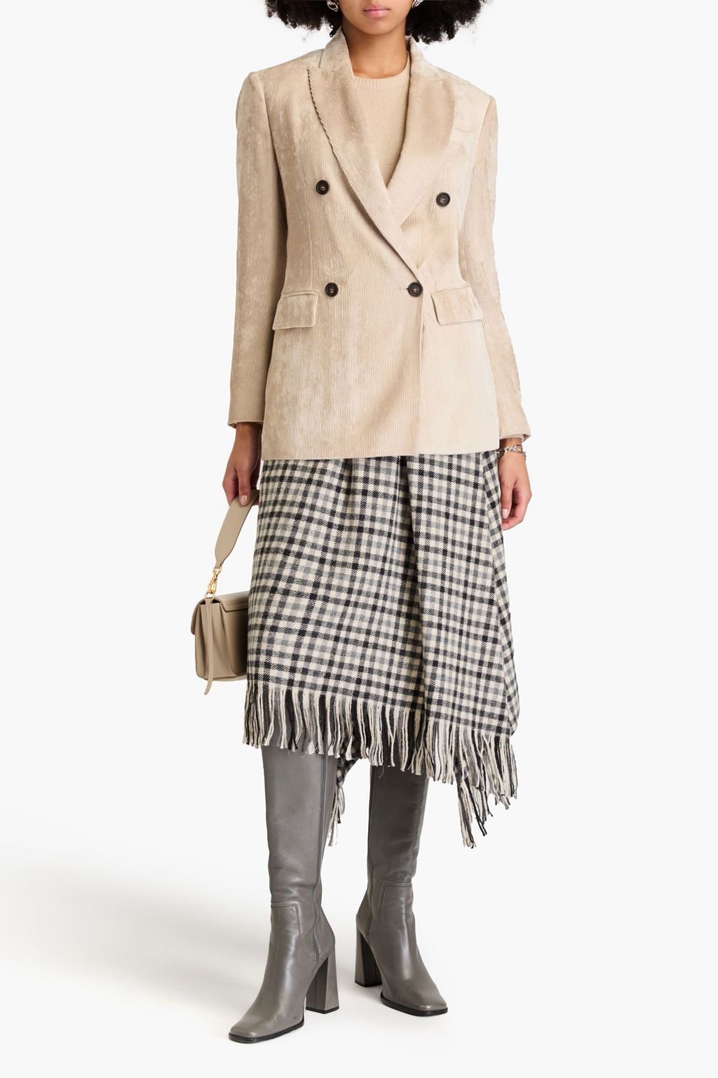 BRUNELLO CUCINELLI 더블 브레스티드 비즈 장식 코듀로이 블레이저