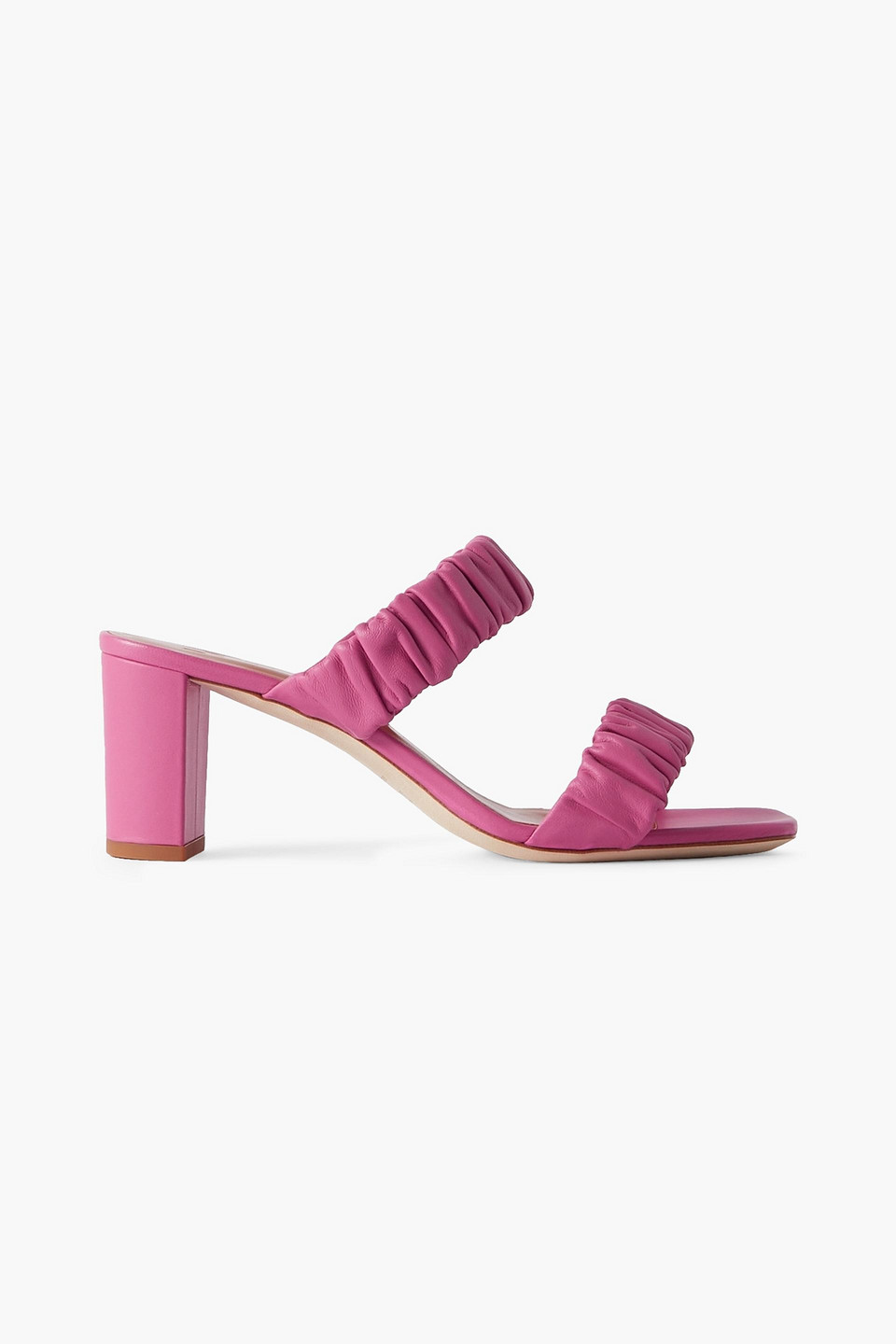Staud Frankie Mules Aus Gerafftem Leder In Pink