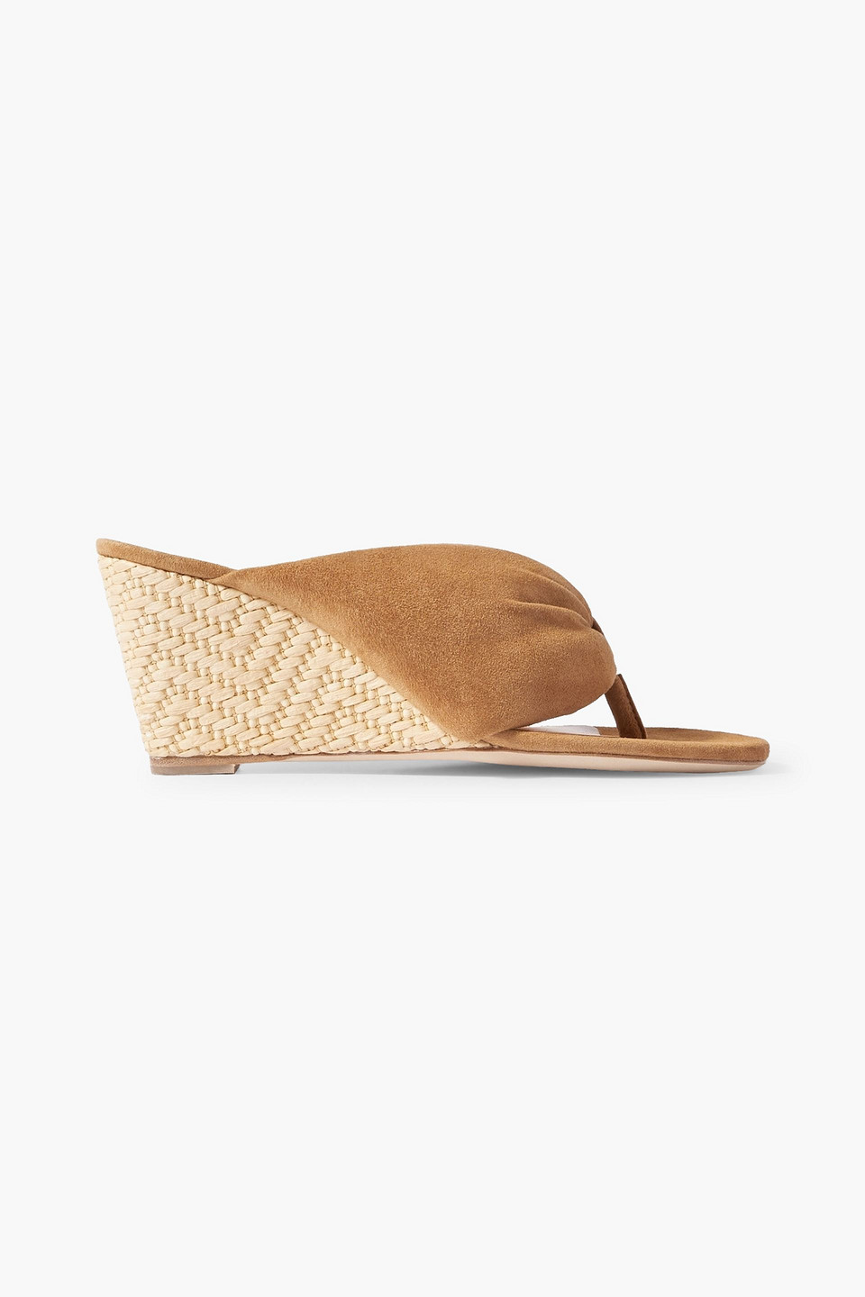 Staud Dahlia Suede Espadrille Wedge Sandals In Camelfarben