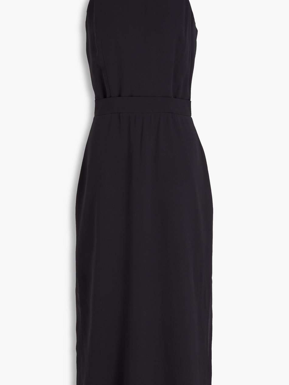 bead-embellished silk crepe de chine midi dress