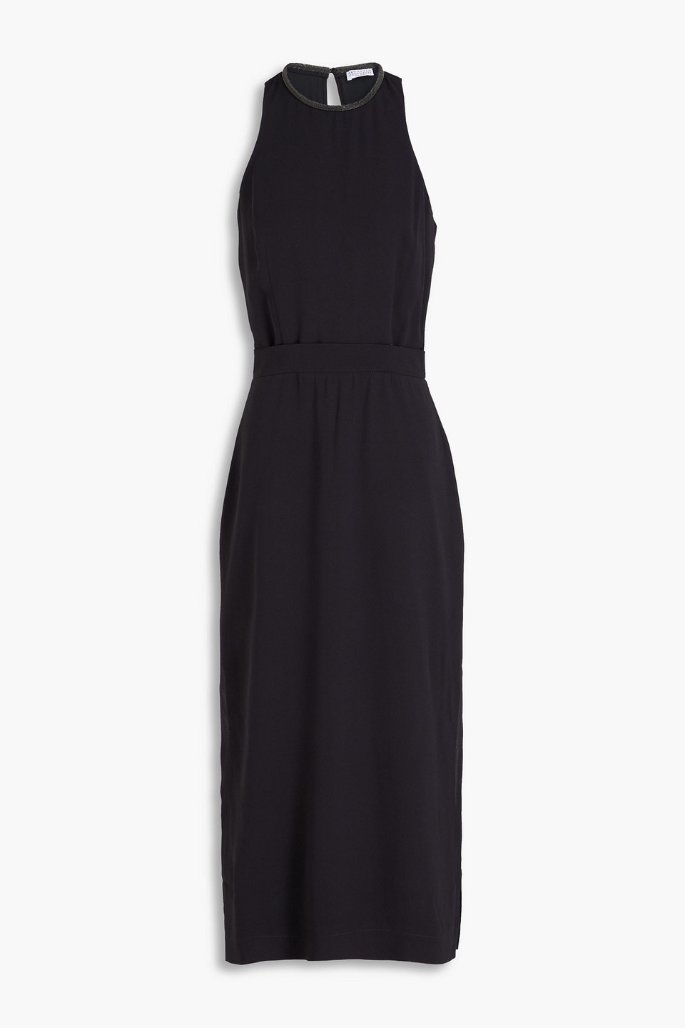 Brunello Cucinelli Couture Jersey Draped Midi Dress In Anthracite
