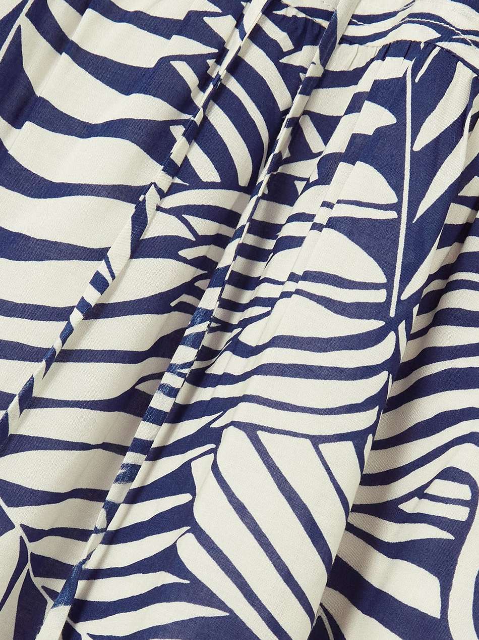 palm leaf sweepy tiered printed ecovero™-voile midi dress