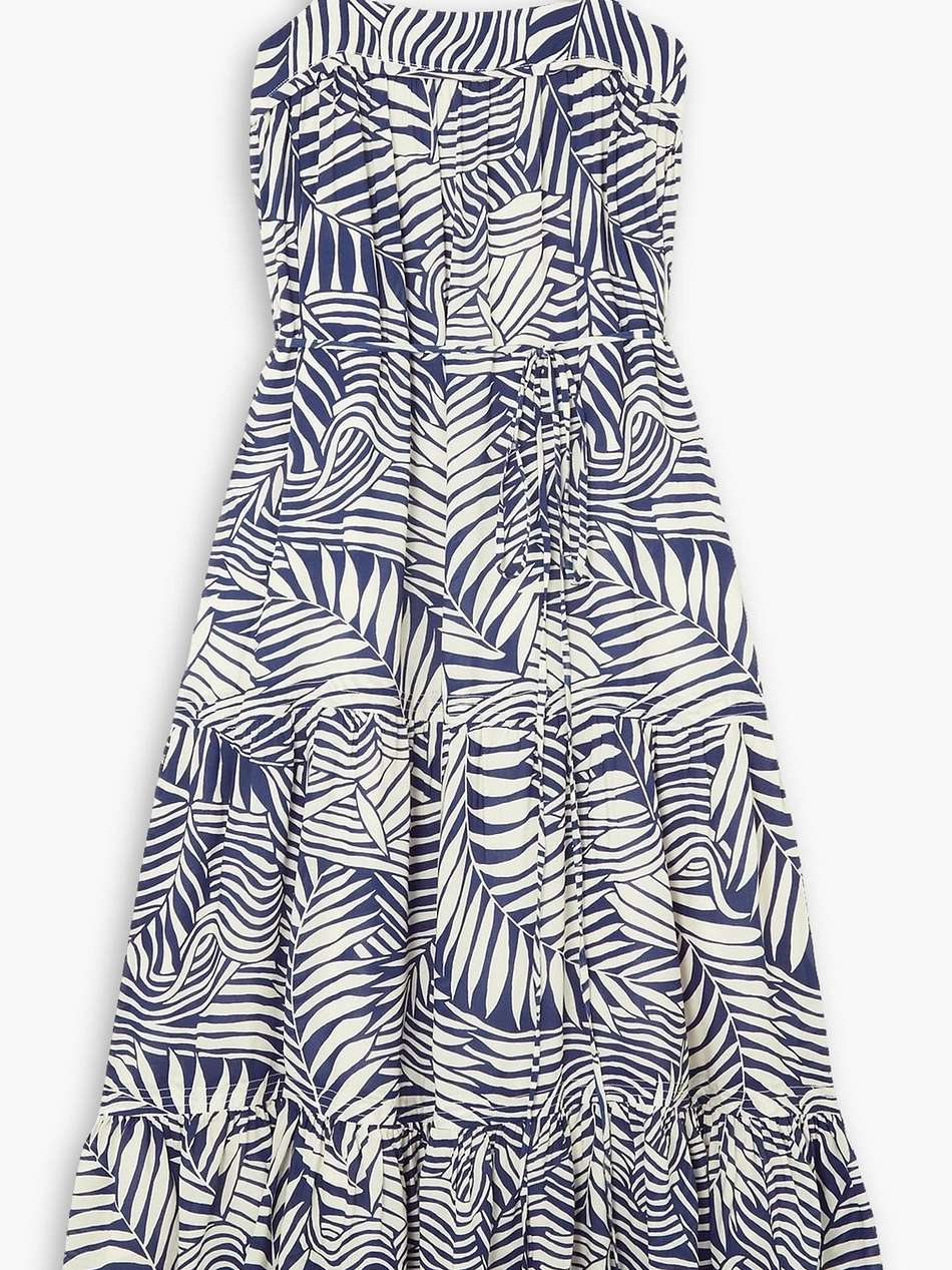 palm leaf sweepy tiered printed ecovero™-voile midi dress