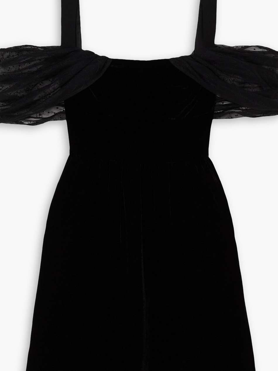rachel off-the-shoulder tulle-trimmed velvet mini dress