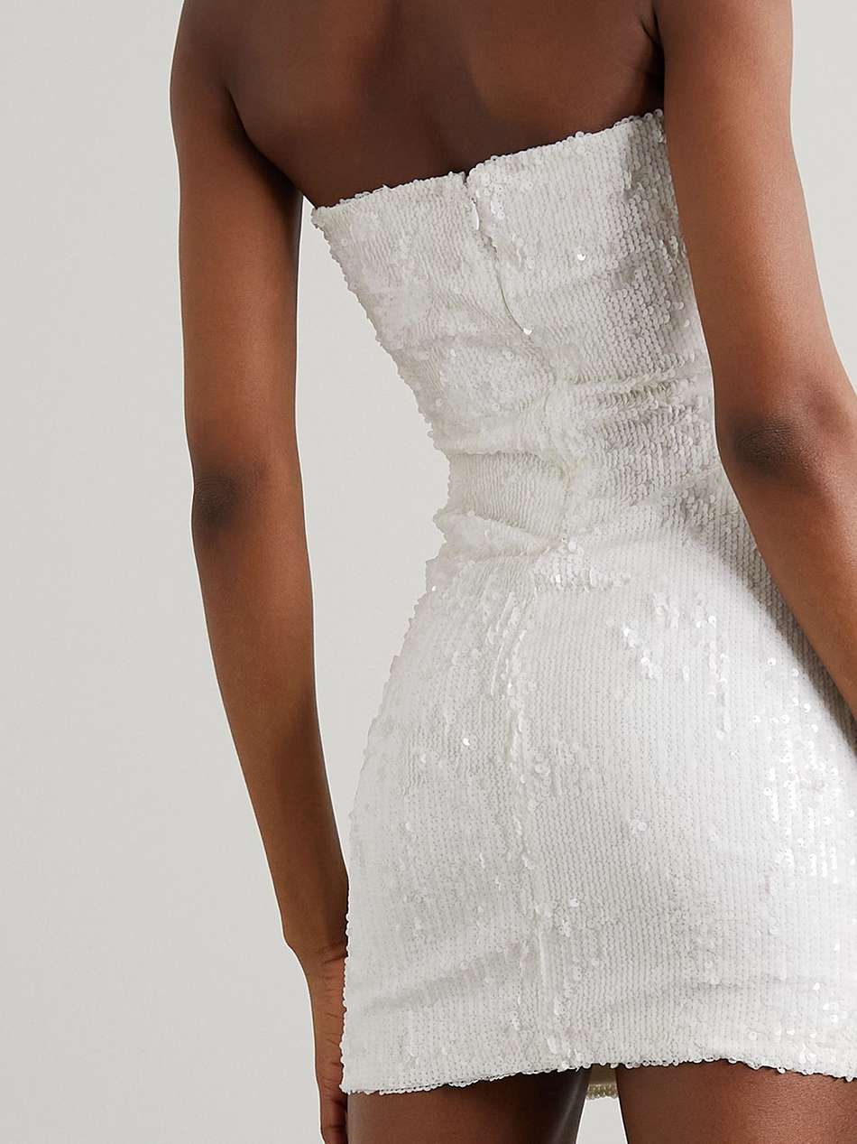 strapless sequined stretch-tulle mini dress