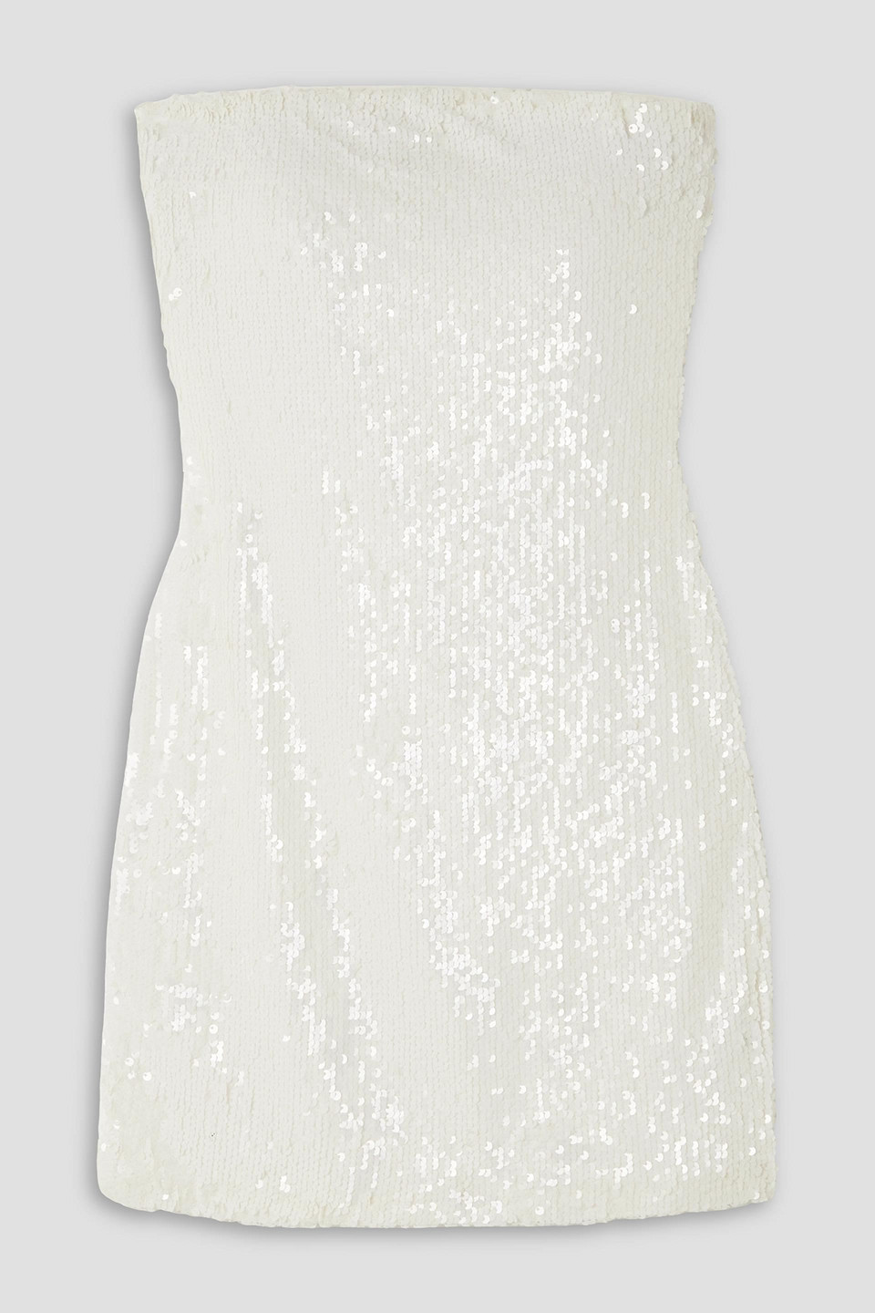 Sprwmn Strapless Sequined Stretch-tulle Mini Dress In White