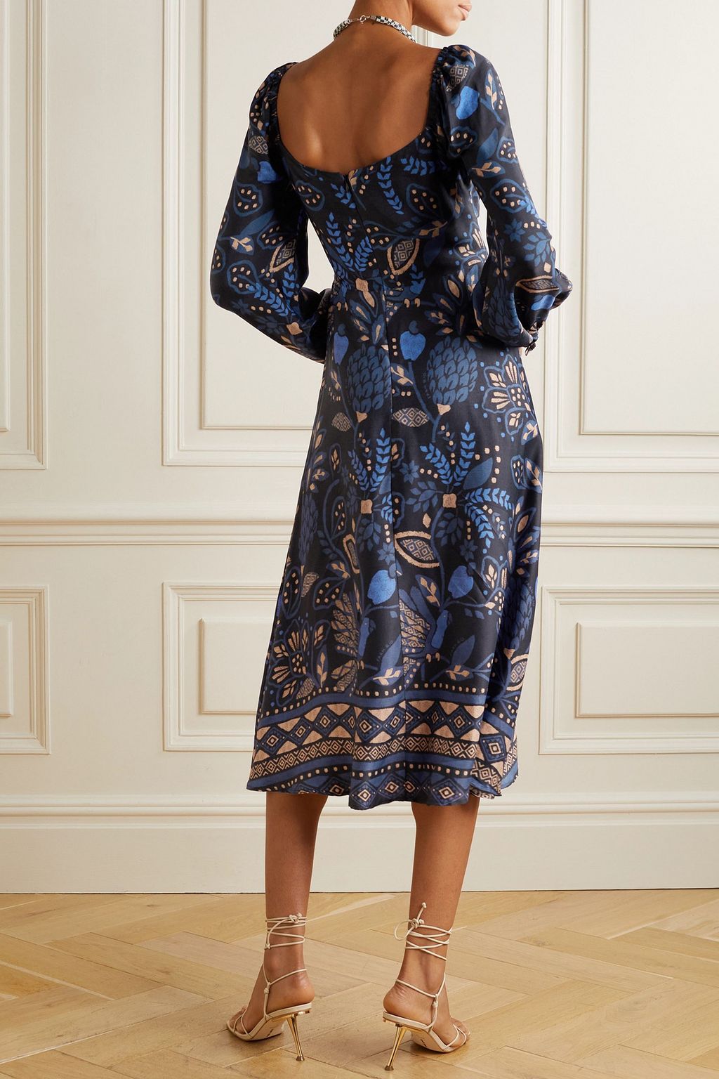FARM RIO Cutout printed georgette midi dress