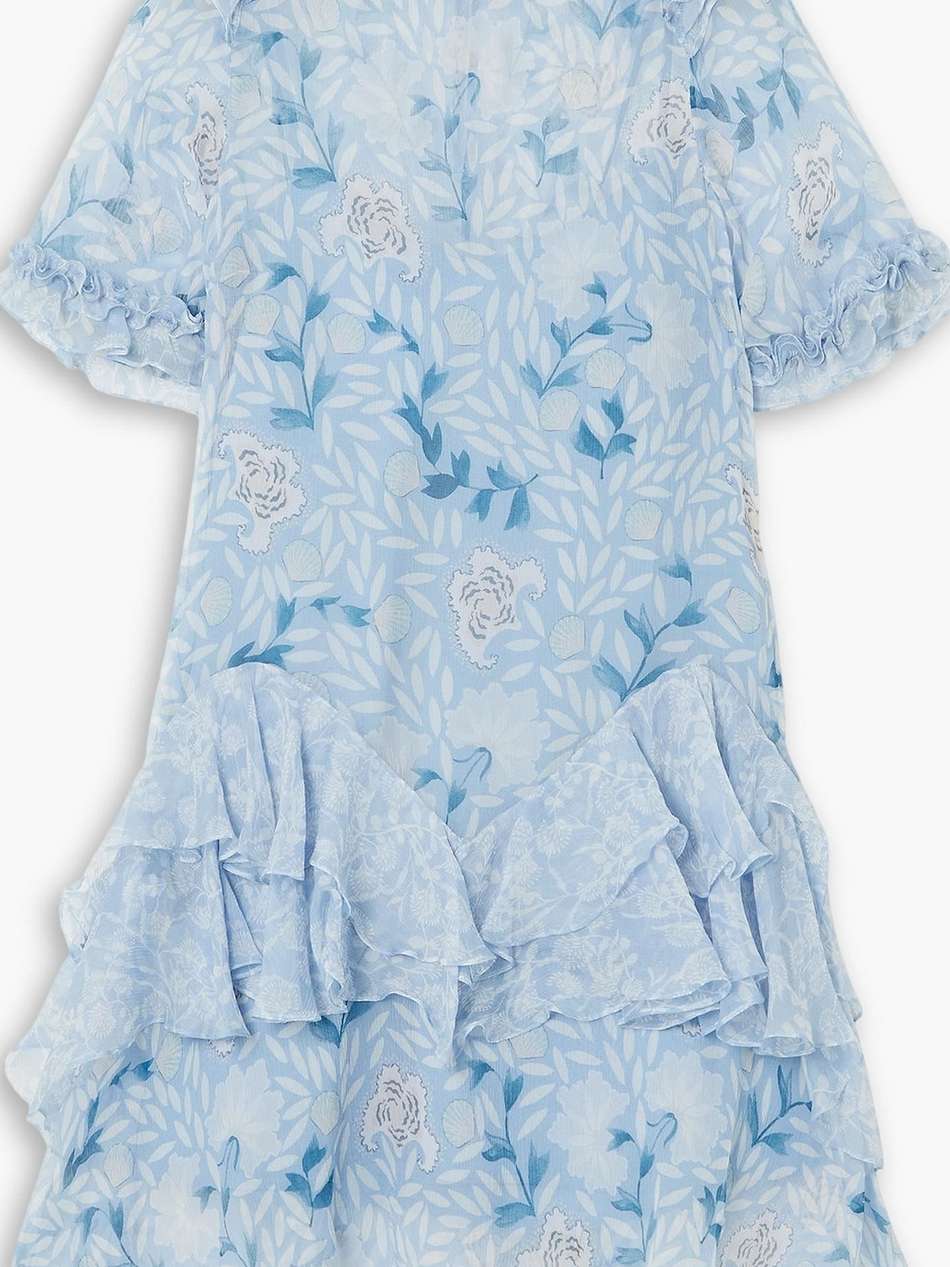thea ruffled floral-print silk-crepon mini dress