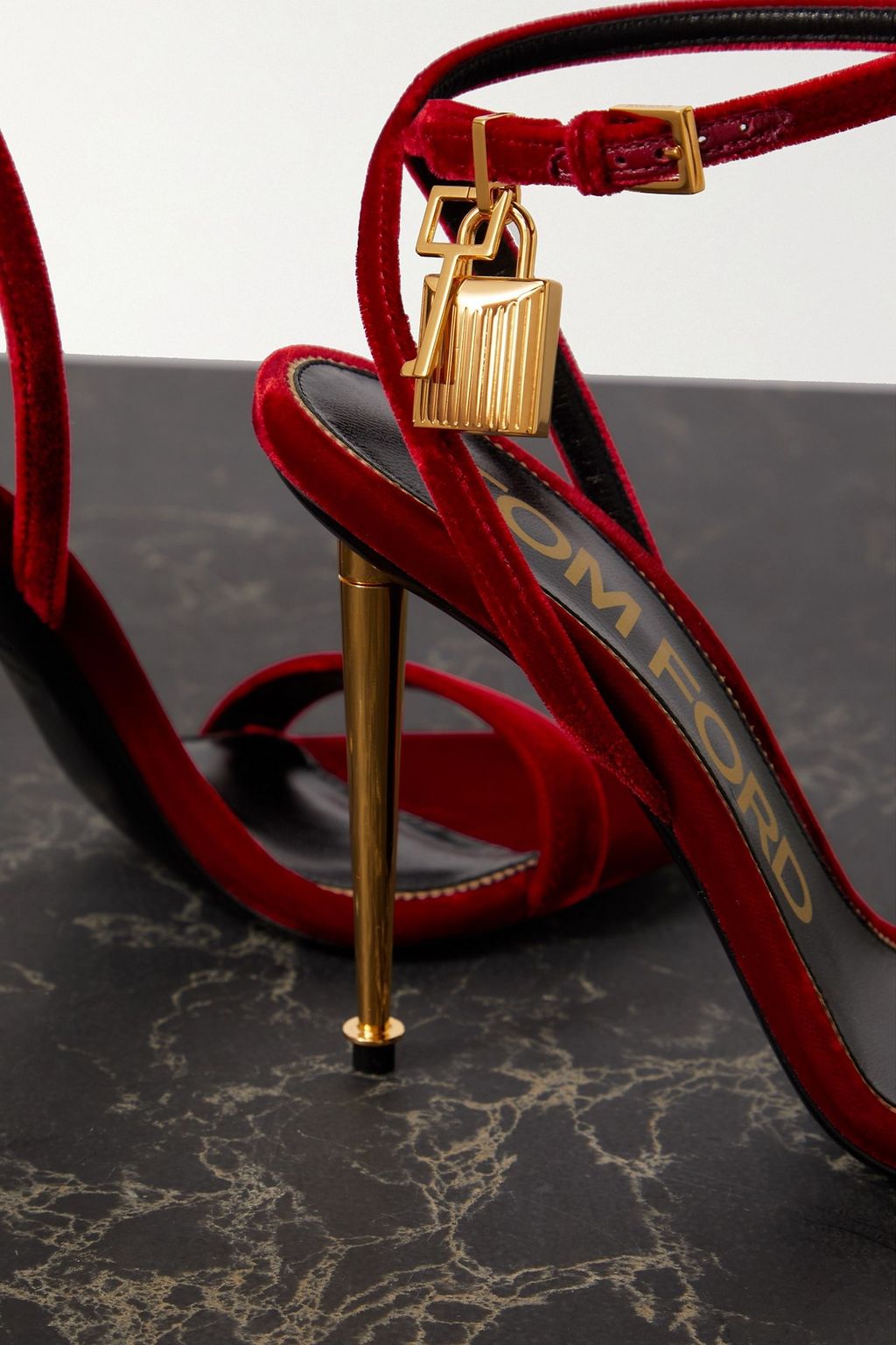 TOM FORD Padlock velvet sandals