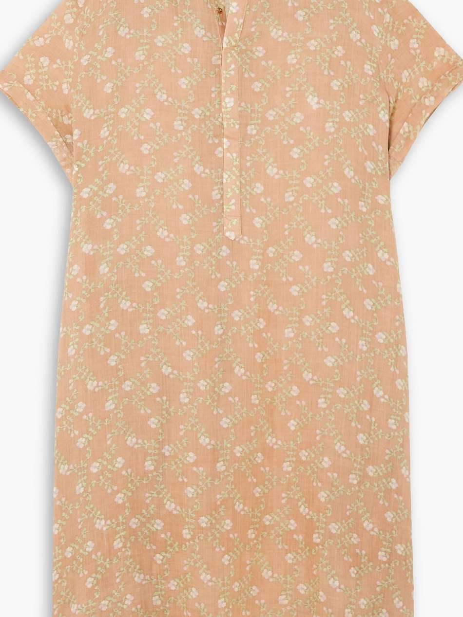 floral-print linen shirt dress