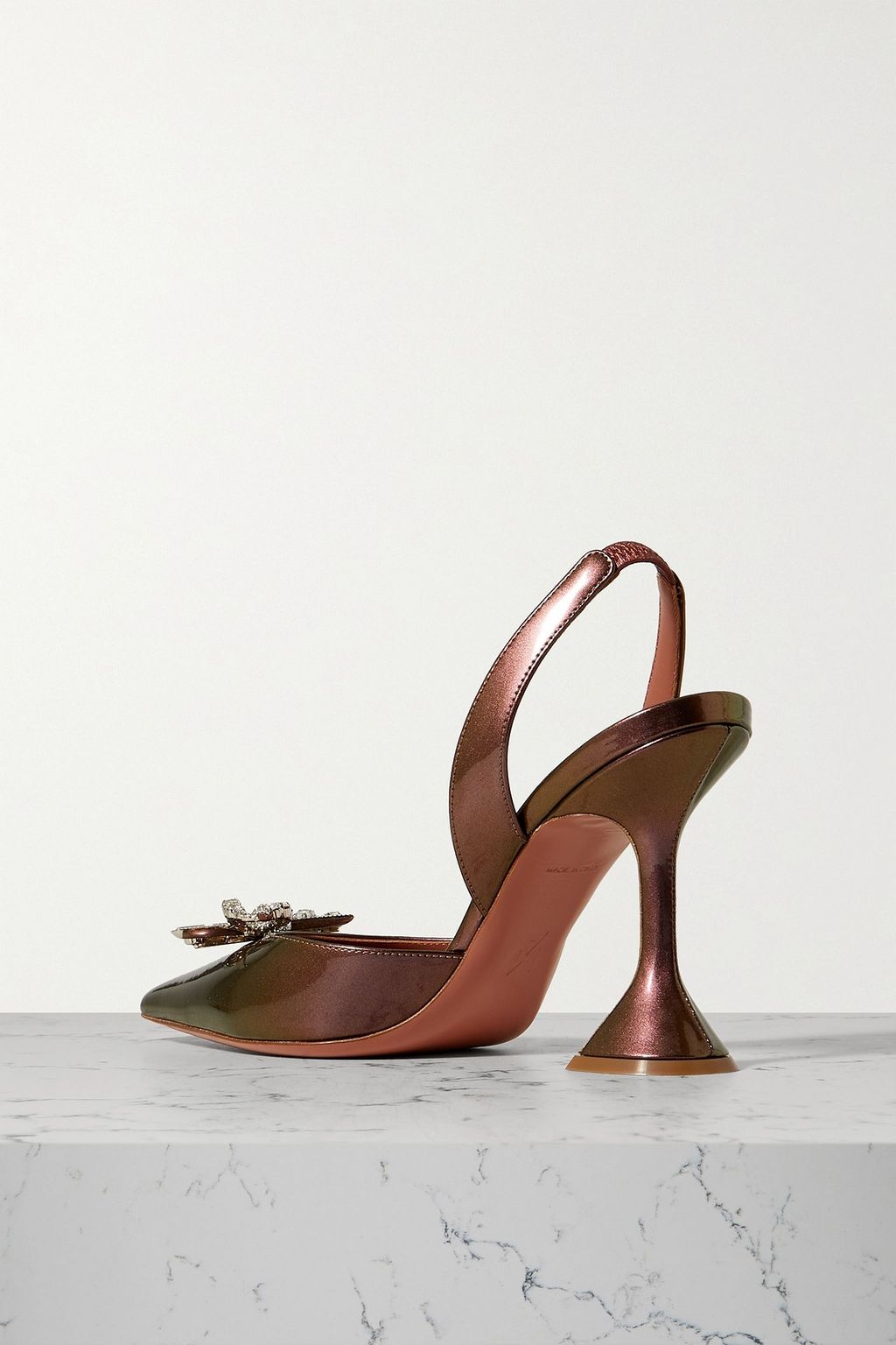 AMINA MUADDI Rosie crystal-embellished iridescent leather slingback pumps