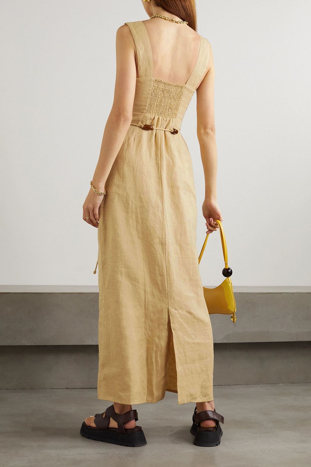 FAITHFULL + Monikh Azalea belted linen maxi dress