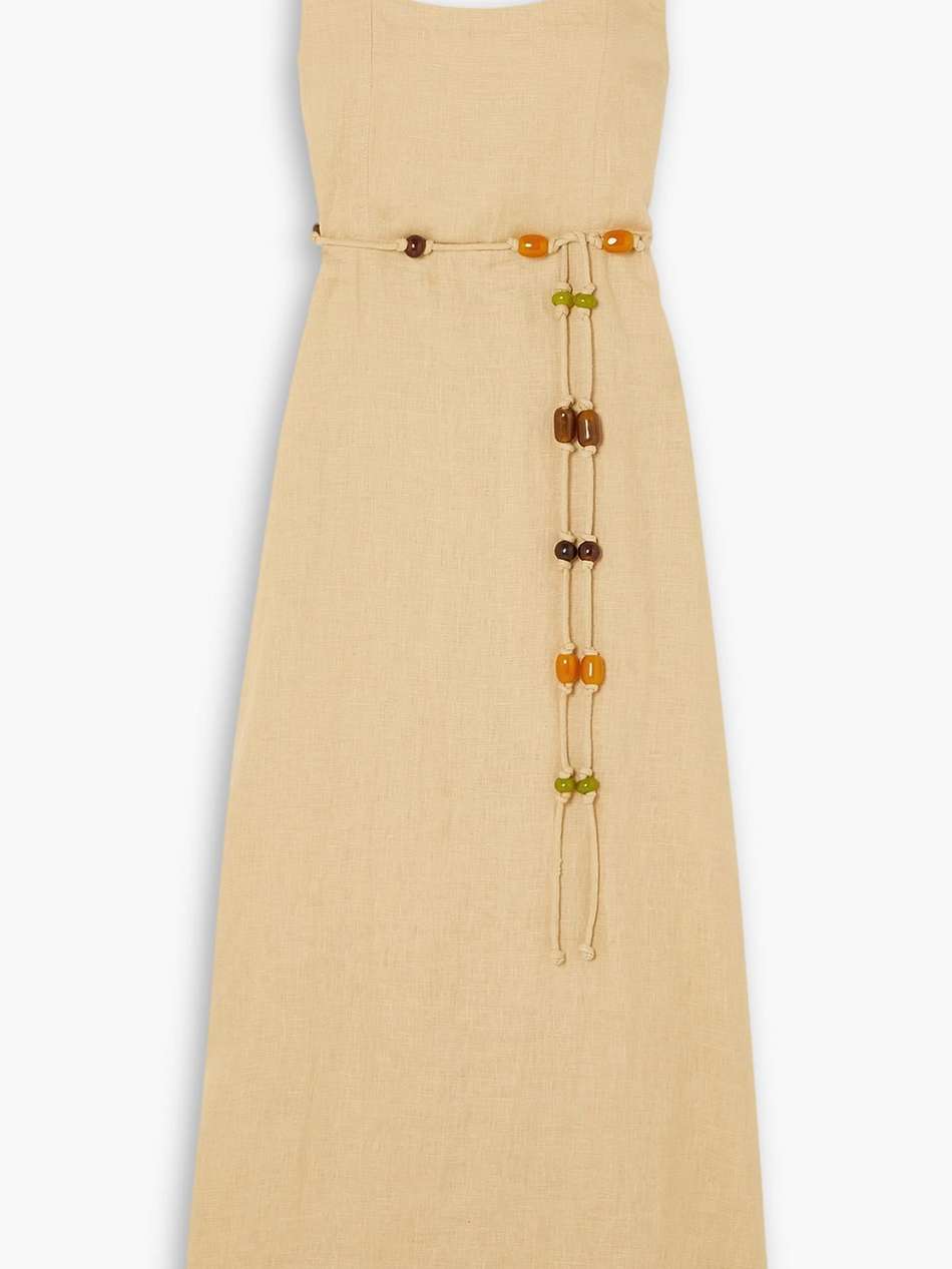 + monikh azalea belted linen maxi dress