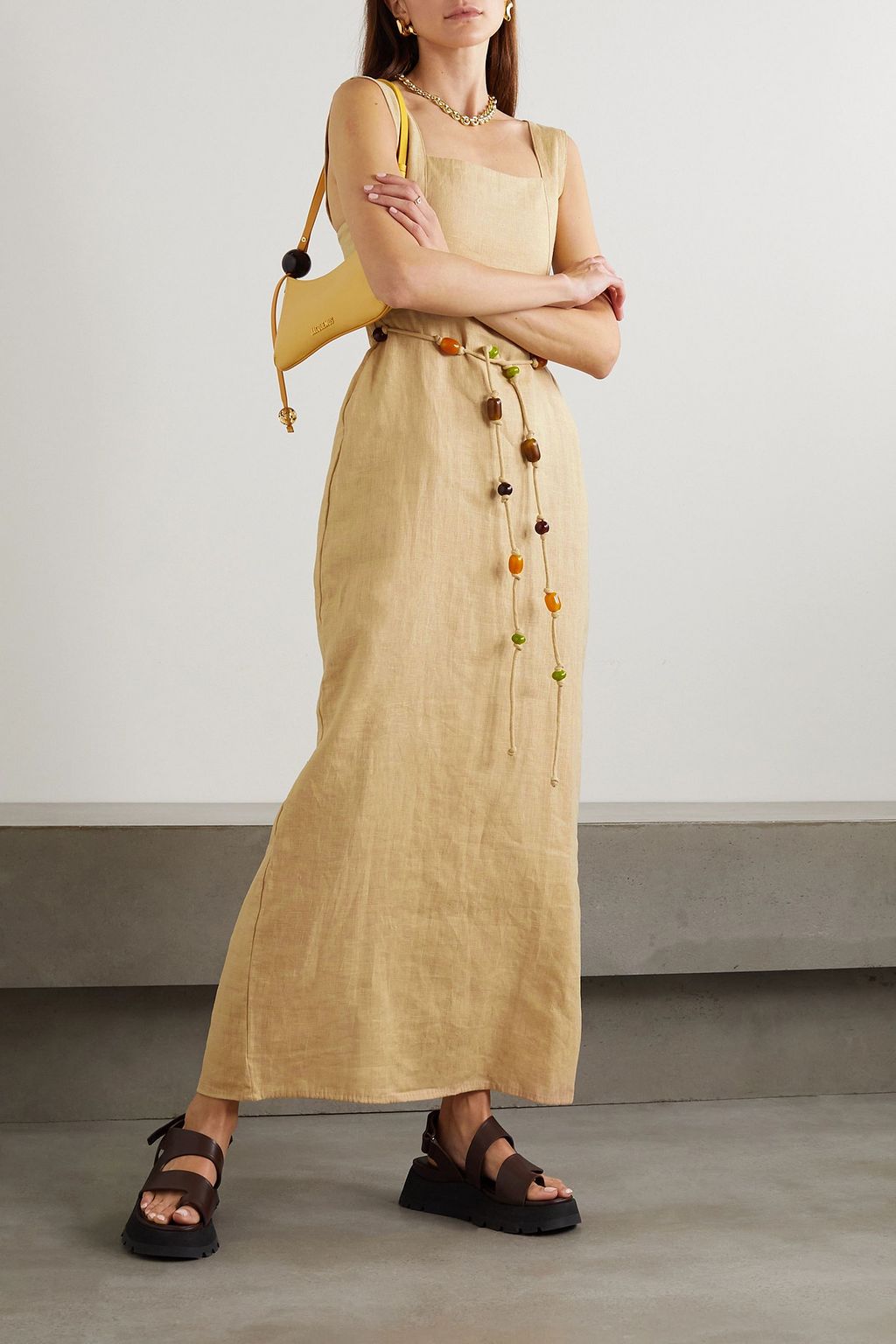 FAITHFULL + Monikh Azalea belted linen maxi dress
