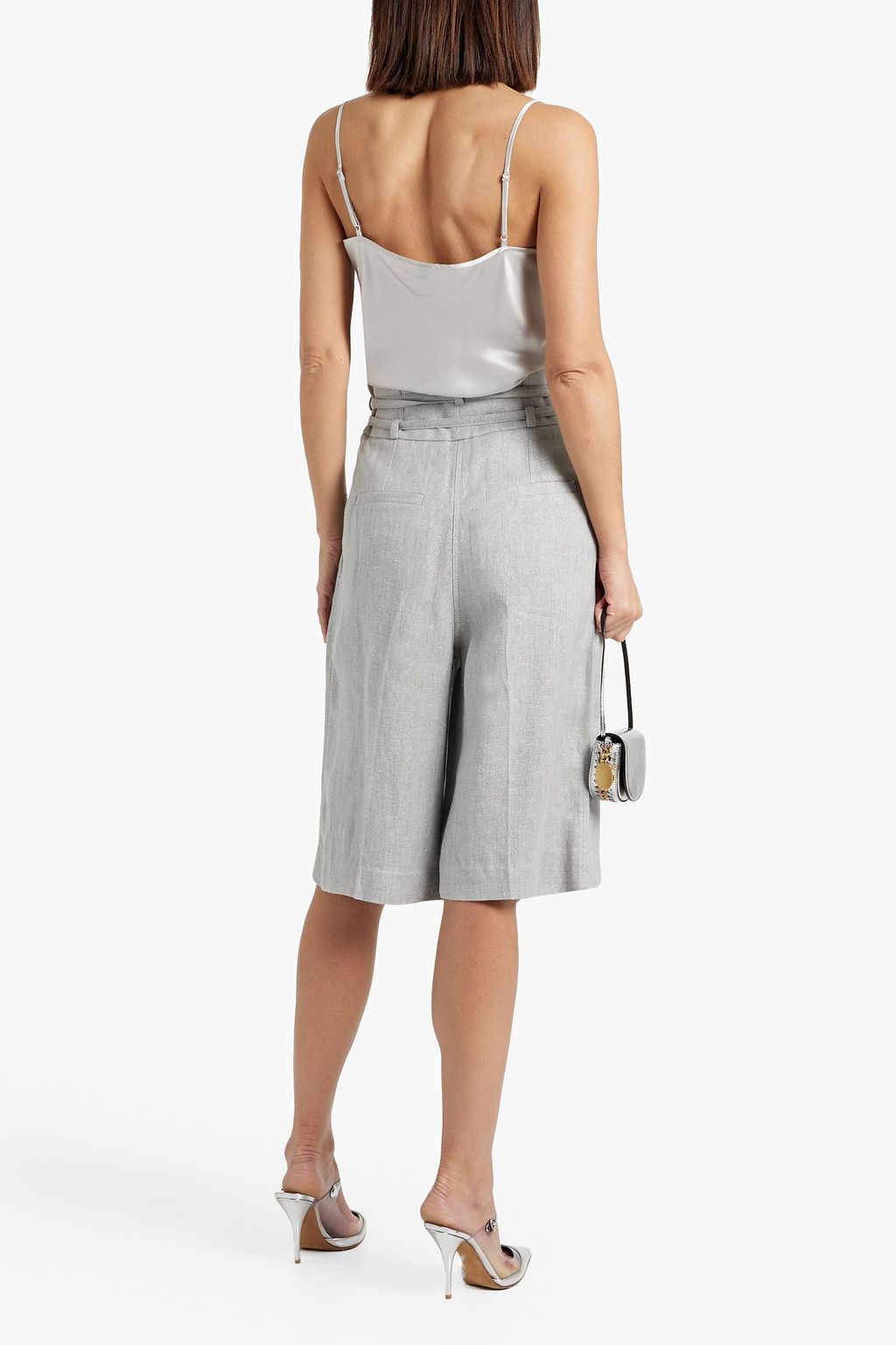 BRUNELLO CUCINELLI Metallic herringbone linen-blend shorts