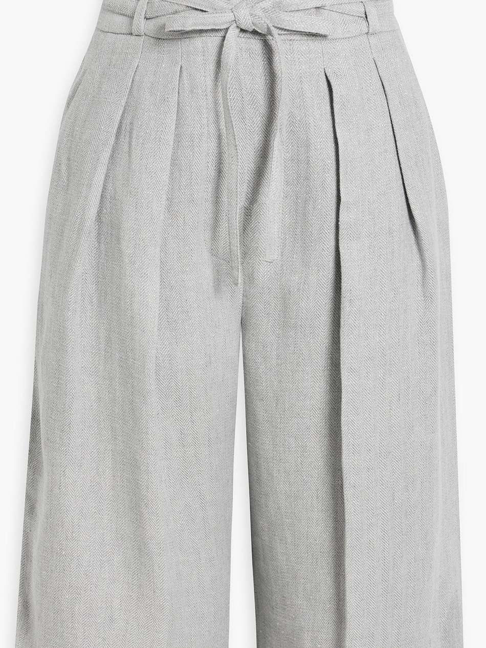 metallic herringbone linen-blend shorts