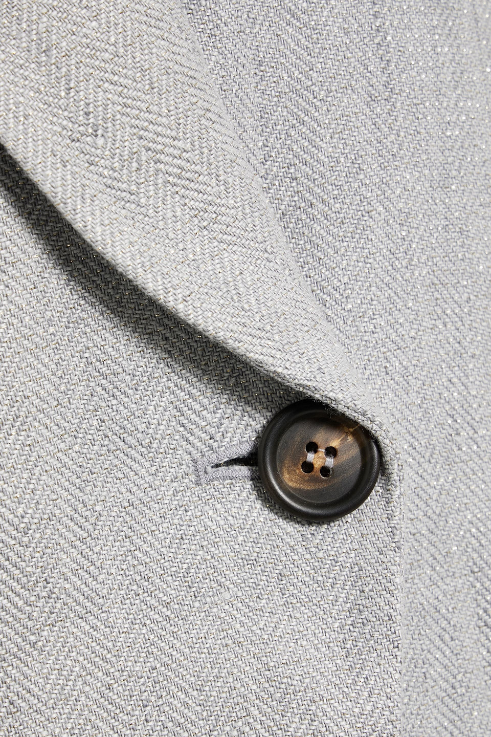 BRUNELLO CUCINELLI METALLIC HERRINGBONE LINEN-BLEND BLAZER