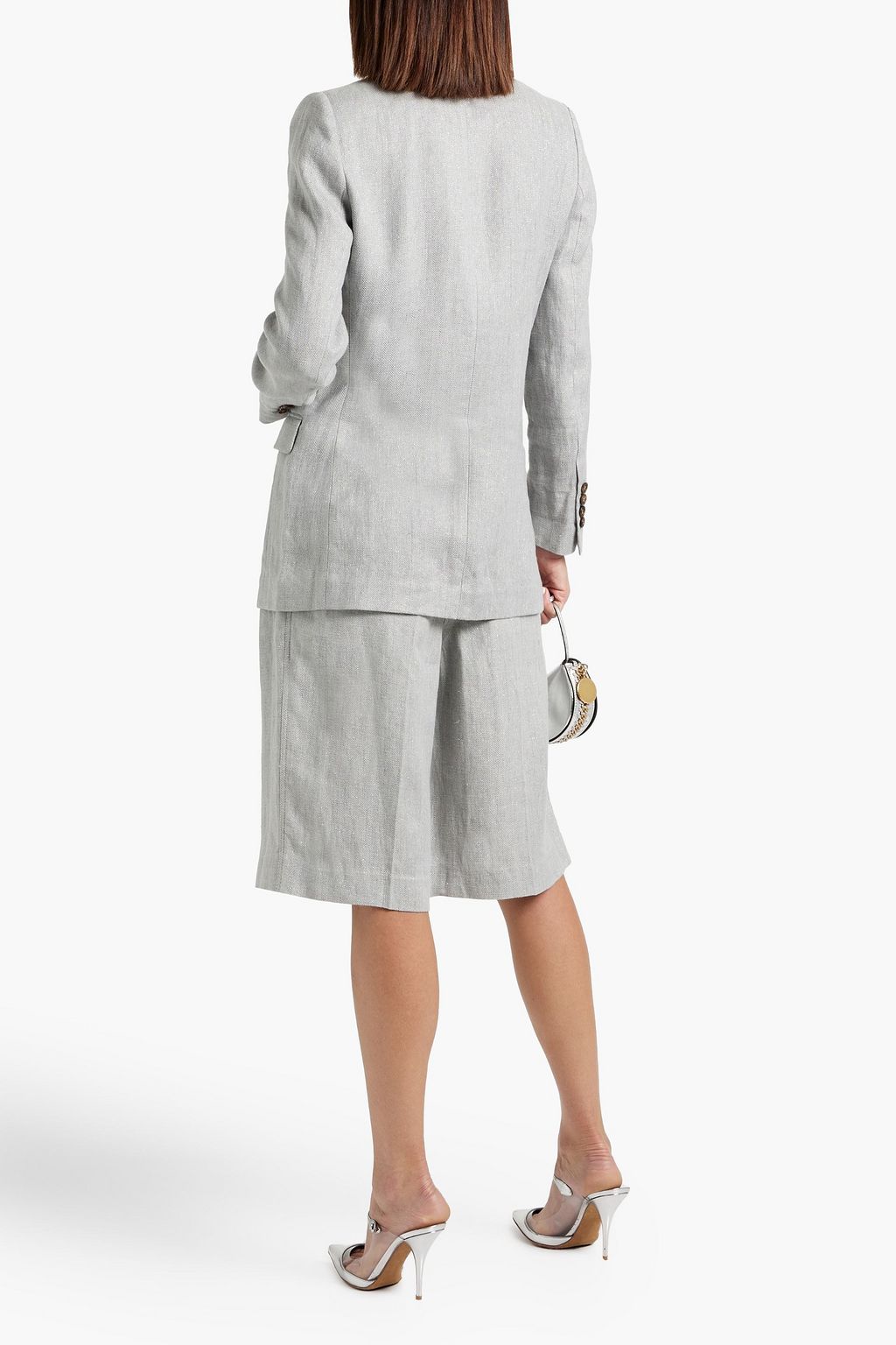 BRUNELLO CUCINELLI Metallic herringbone linen-blend blazer