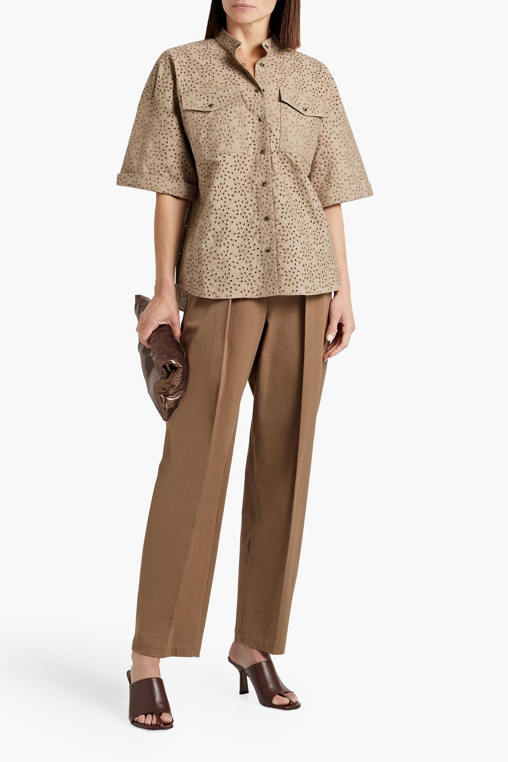 BRUNELLO CUCINELLI Broderie anglaise cotton shirt