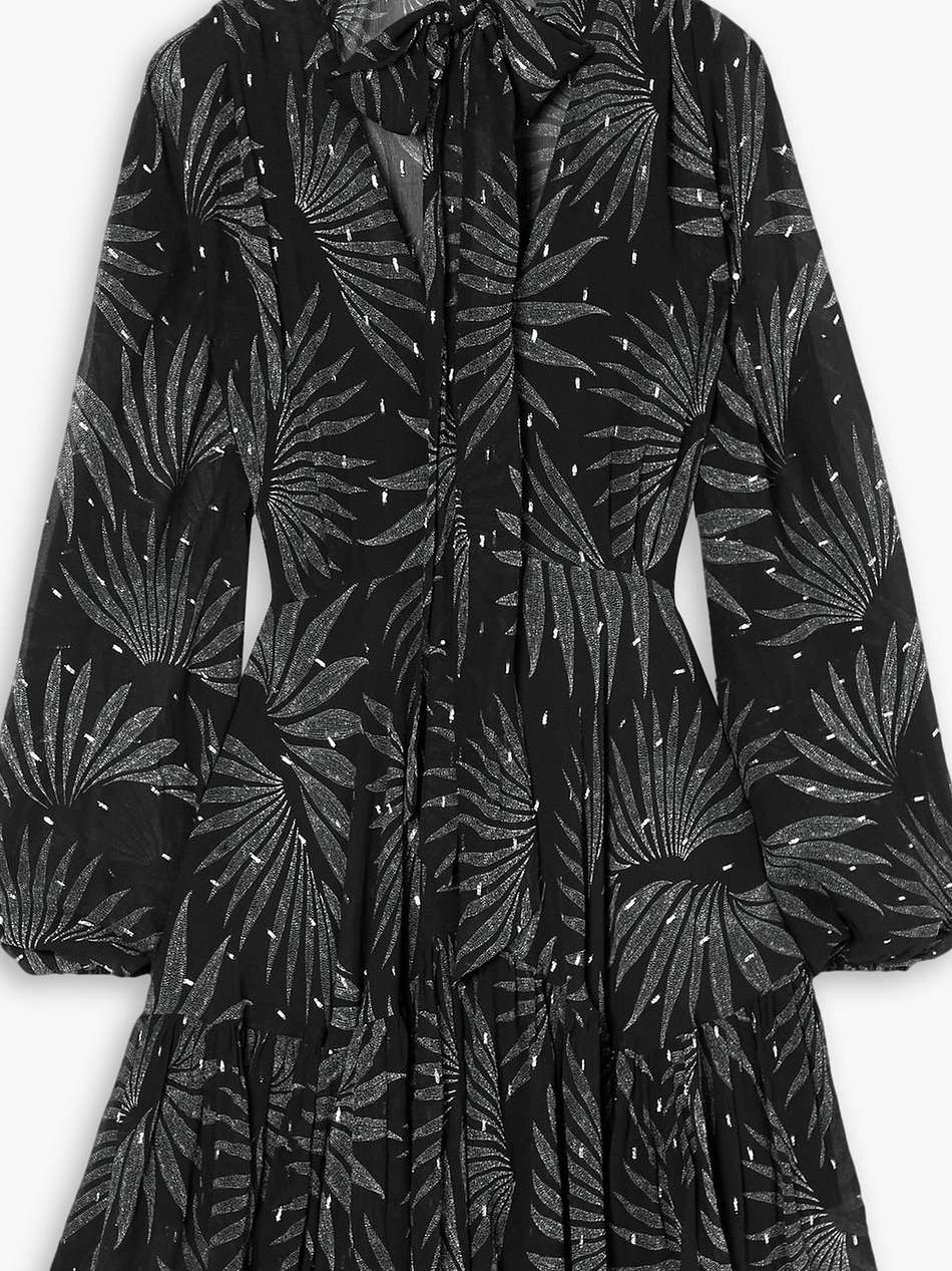 lavinia tie-neck printed fil coupé silk-blend mini dress