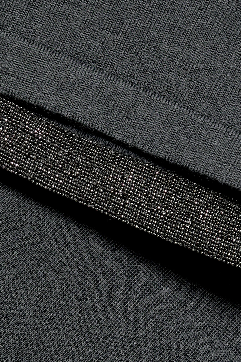 Brunello Cucinelli Bead-embellished Wool And Cashmere-blend Dress In Dark Gray