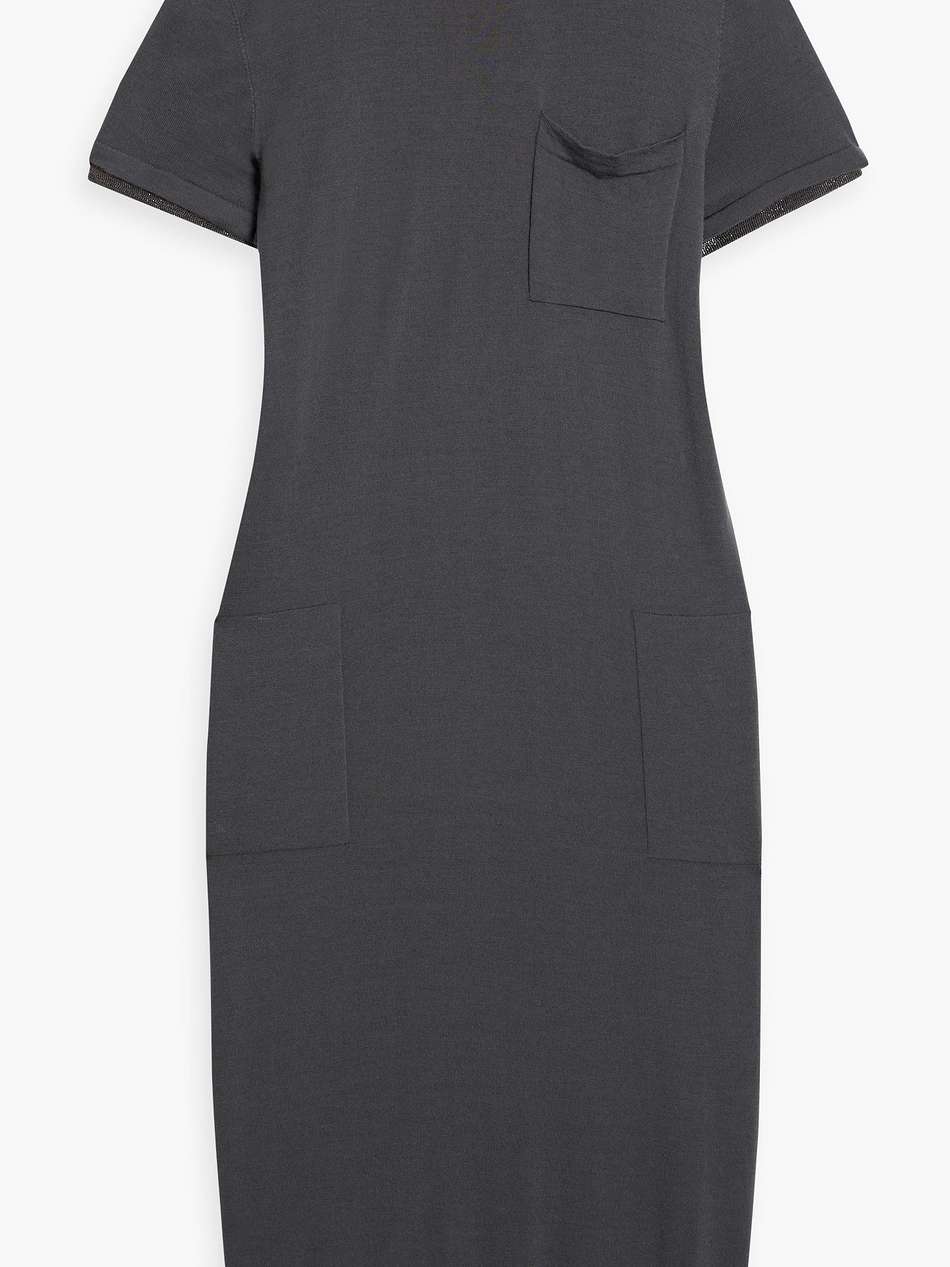 bead-embellished wool and cashmere-blend dress