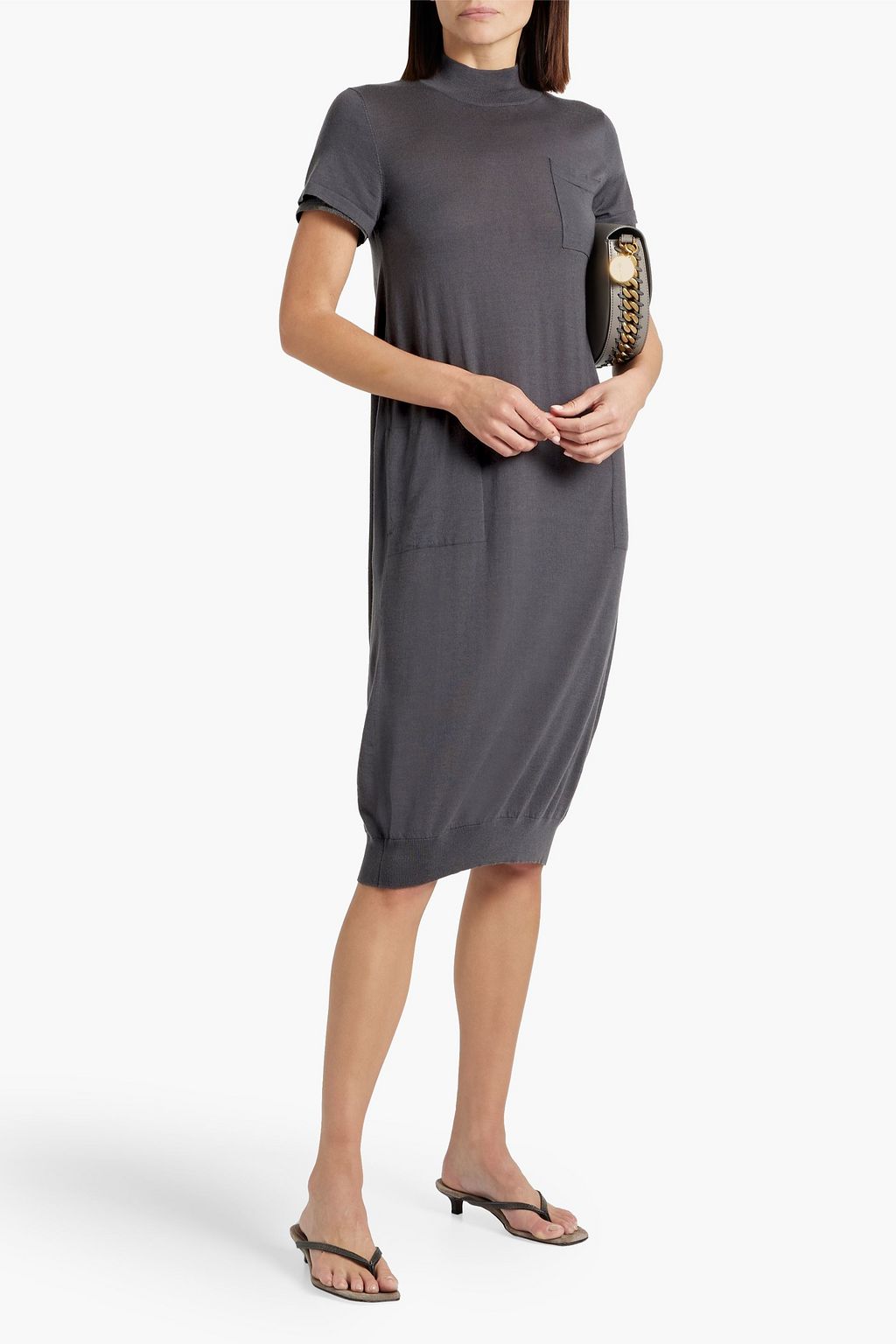 BRUNELLO CUCINELLI Bead-embellished wool and cashmere-blend dress