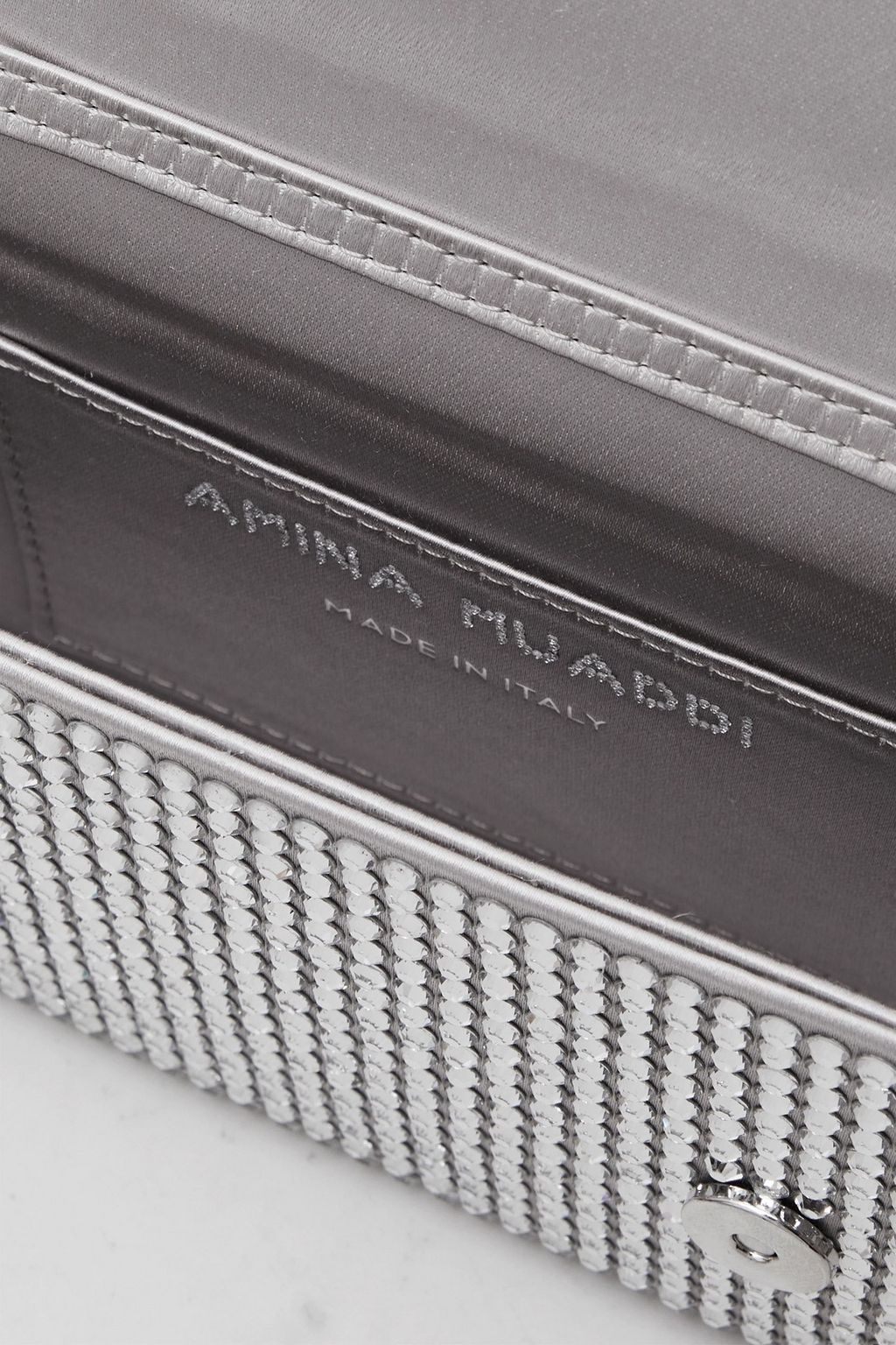 AMINA MUADDI Superamini Paloma crystal-embellished satin clutch