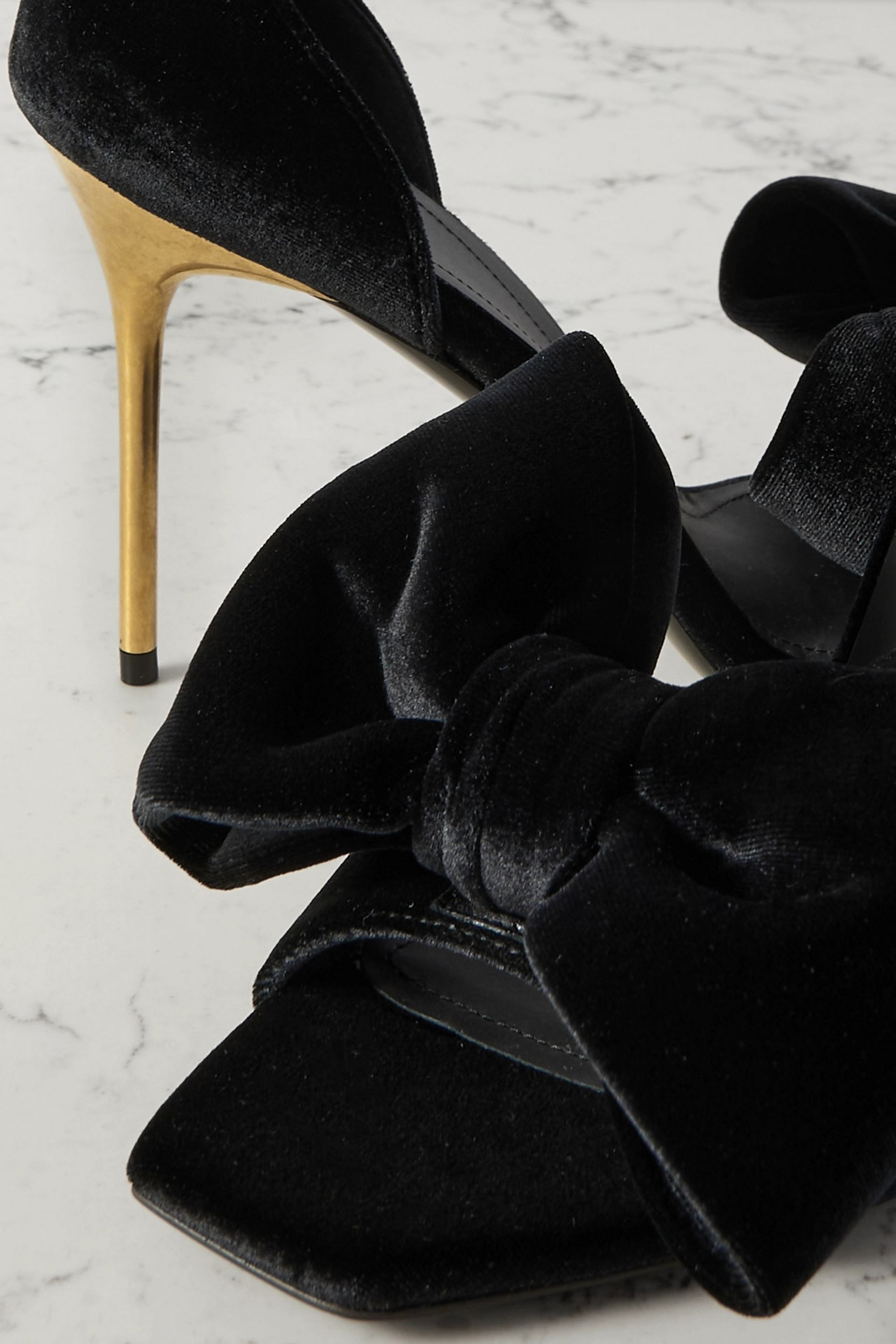 Balmain Uma bow-detailed velvet sandals