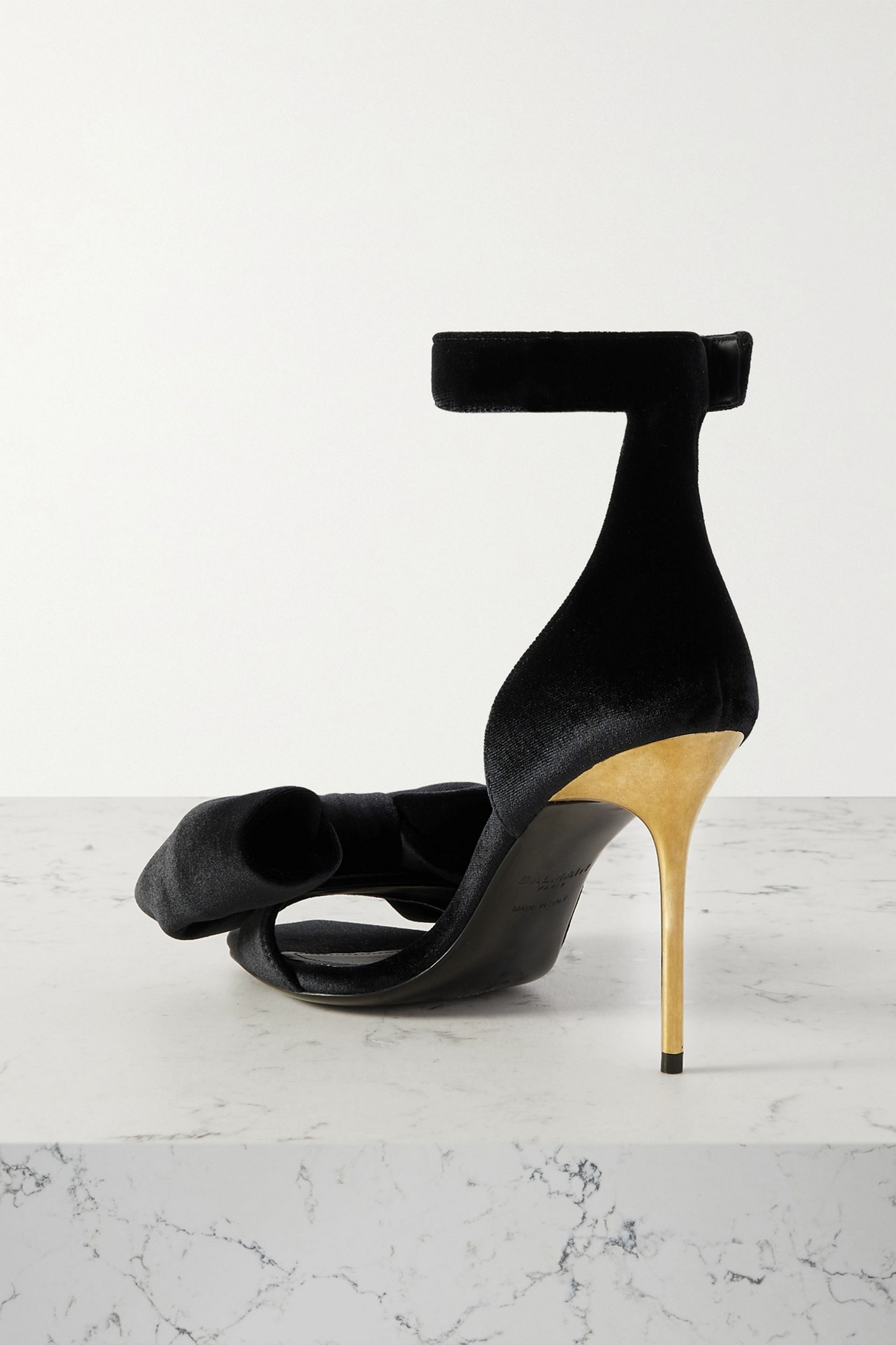 Balmain Uma bow-detailed velvet sandals