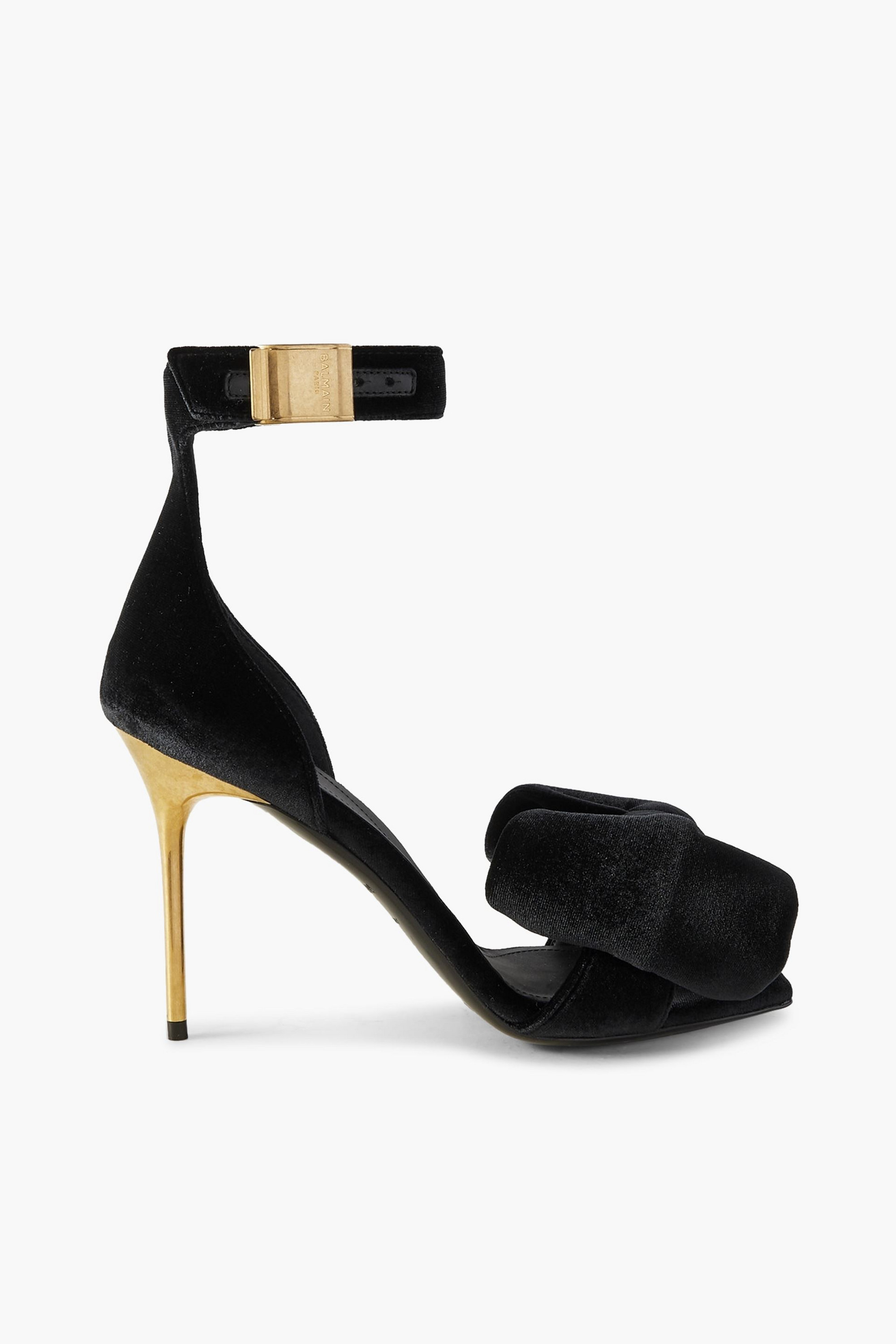 Balmain Uma bow-detailed velvet sandals