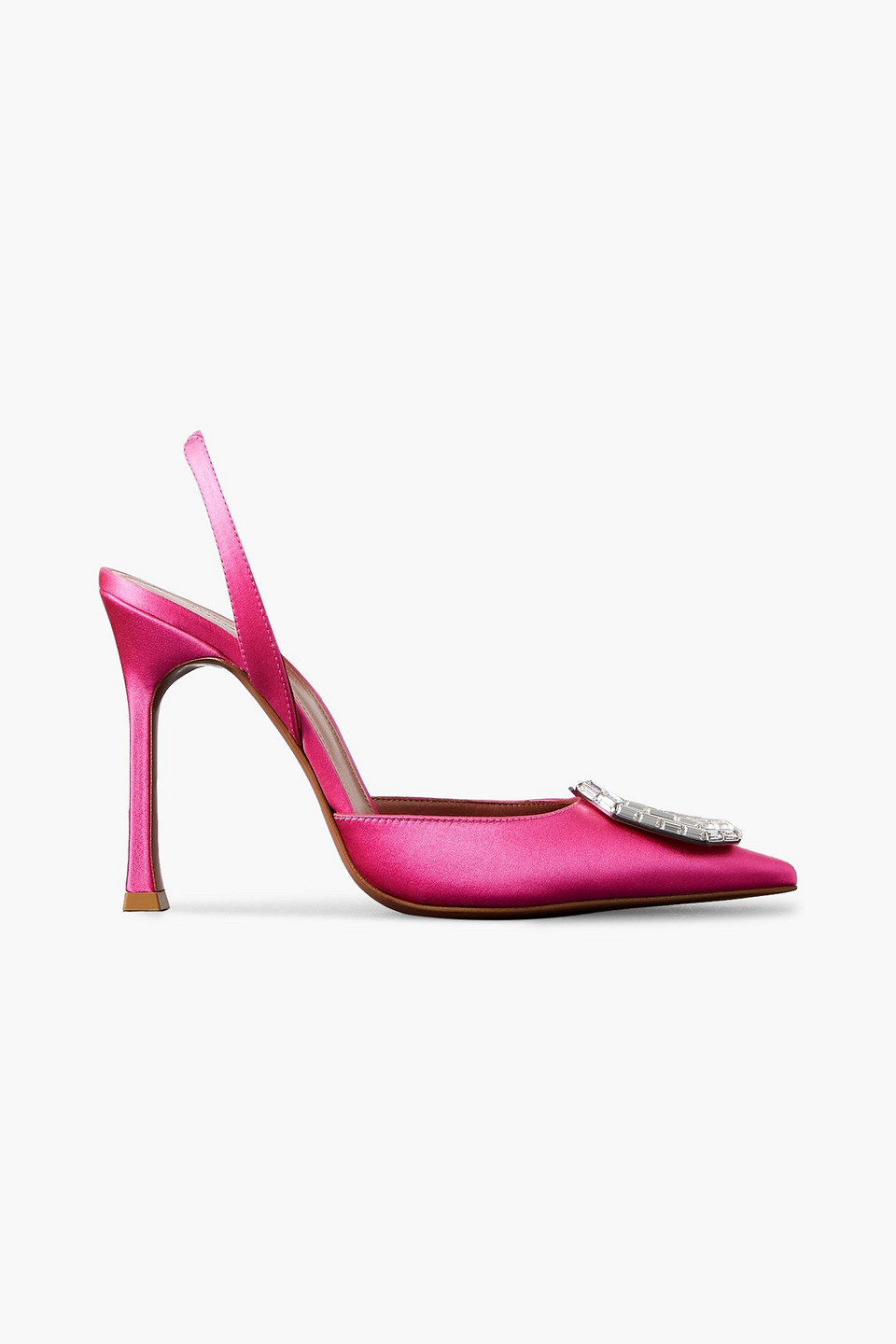 Amina Muaddi Camelia Crystal-embellished Satin Slingback Pumps In Fuchsia