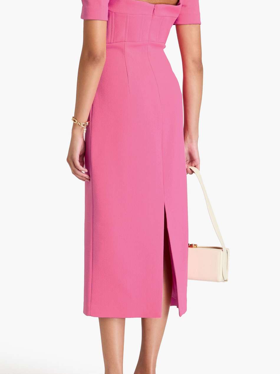 marie cutout textured-crepe midi dress
