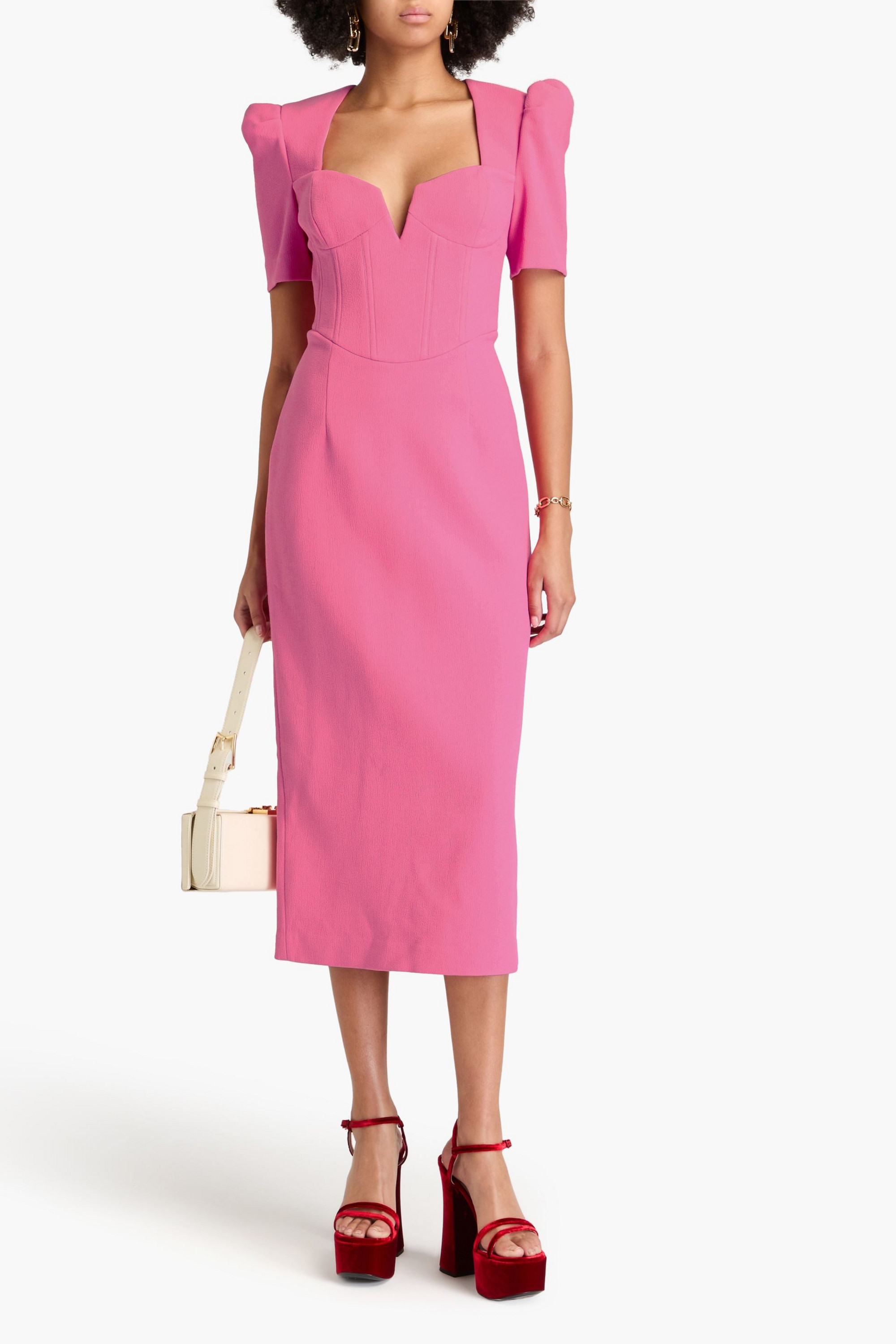 Rebecca Vallance Marie cutout textured-crepe midi dress