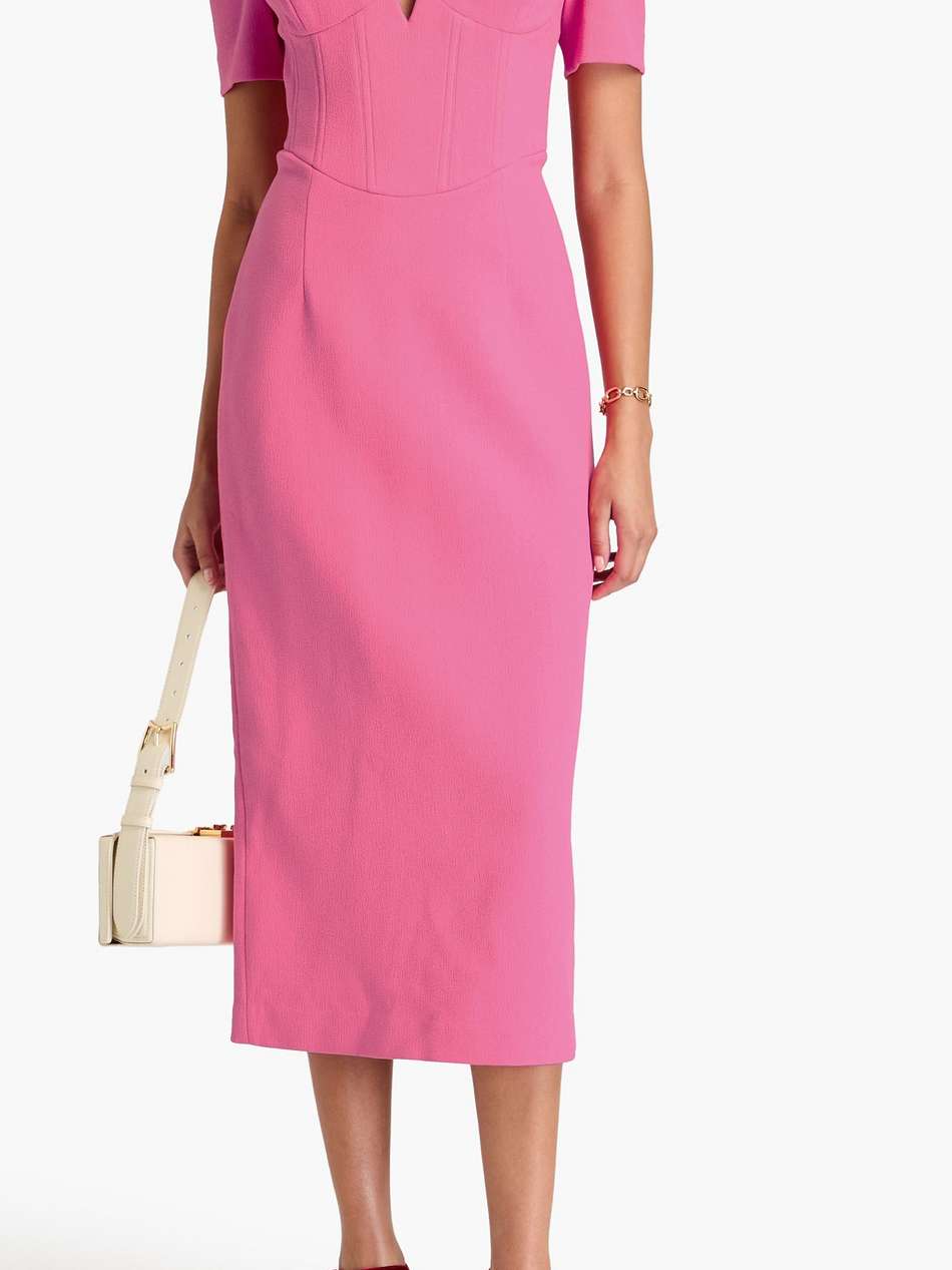 marie cutout textured-crepe midi dress