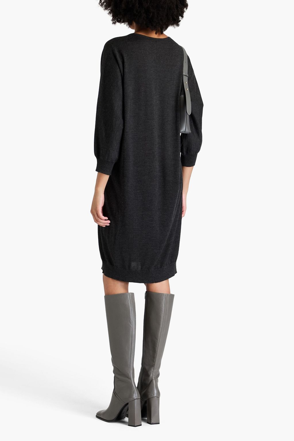 BRUNELLO CUCINELLI Bead-embellished cashmere and silk-blend dress