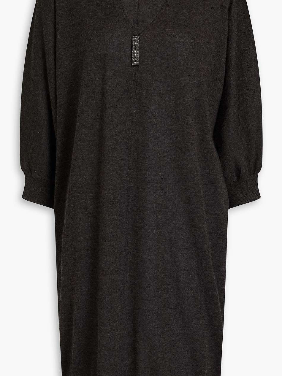 bead-embellished cashmere and silk-blend dress
