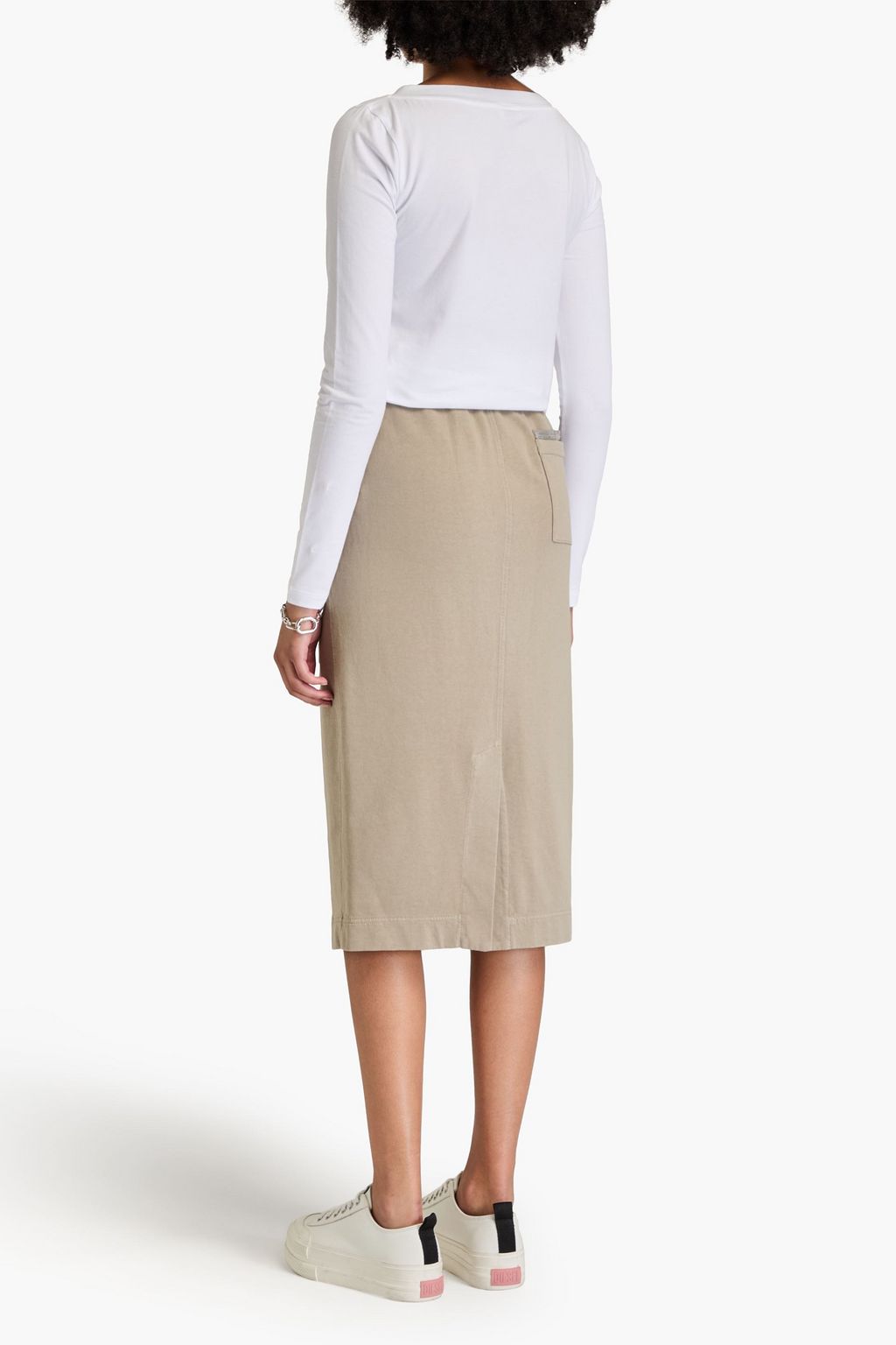 BRUNELLO CUCINELLI 비즈 장식 스트레치 코튼 저지 탑