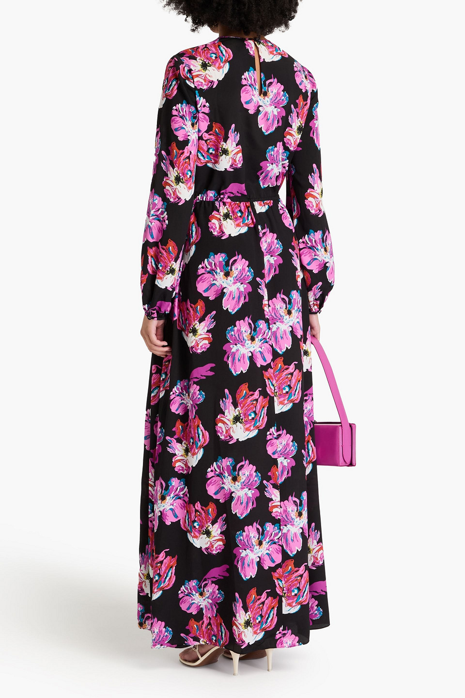 Diane Von Furstenberg Sydney Printed Silk-blend Maxi Dress In Black