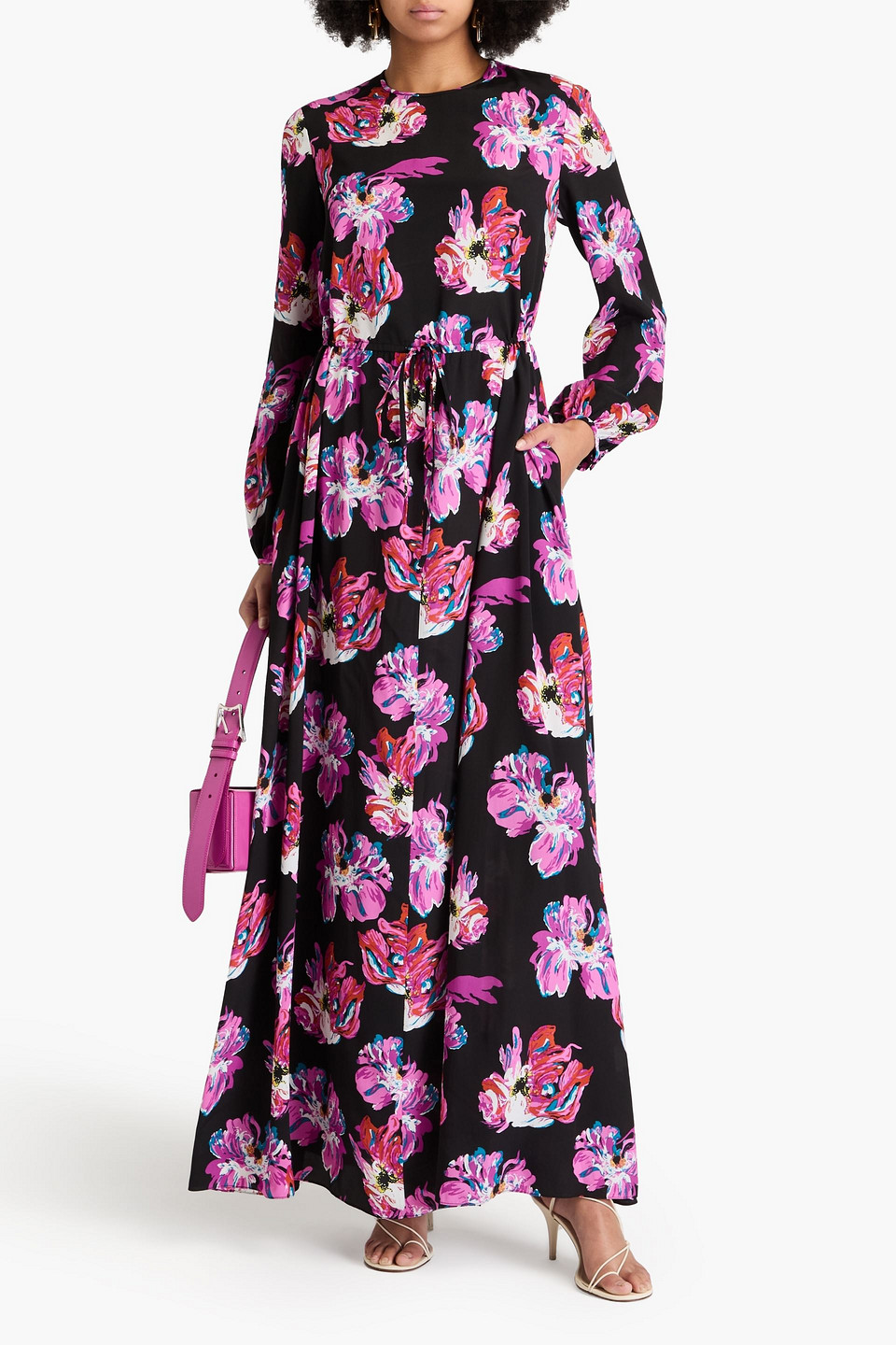 Diane Von Furstenberg Sydney Printed Silk-blend Maxi Dress In Black