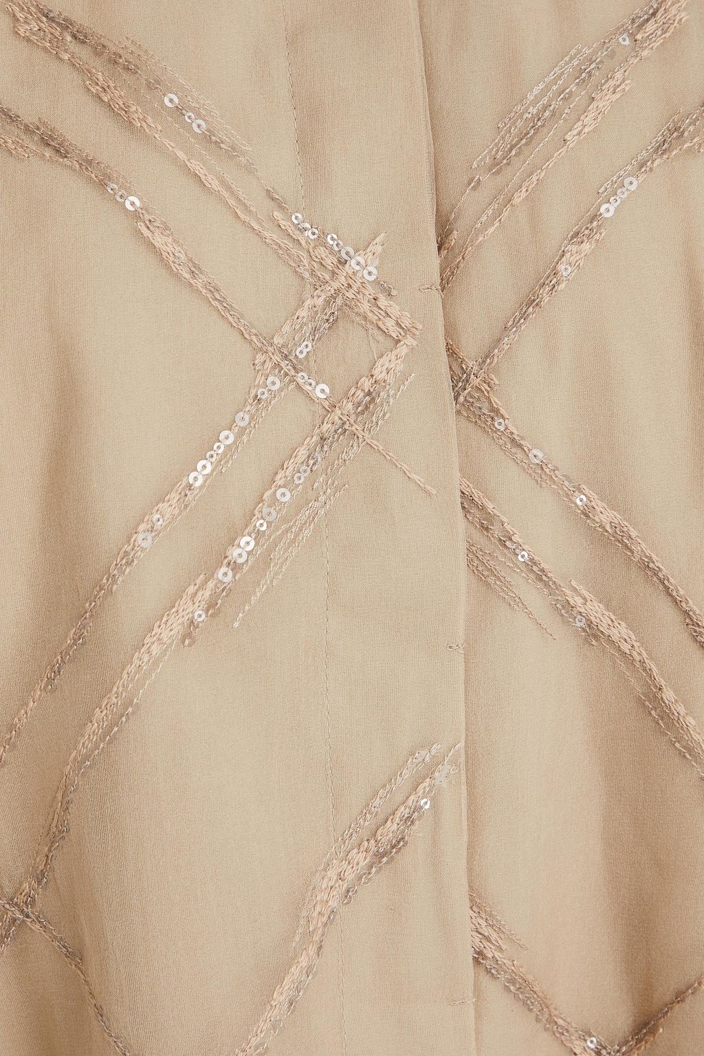 BRUNELLO CUCINELLI Sequin-embellished layered silk-organza and cotton-poplin top