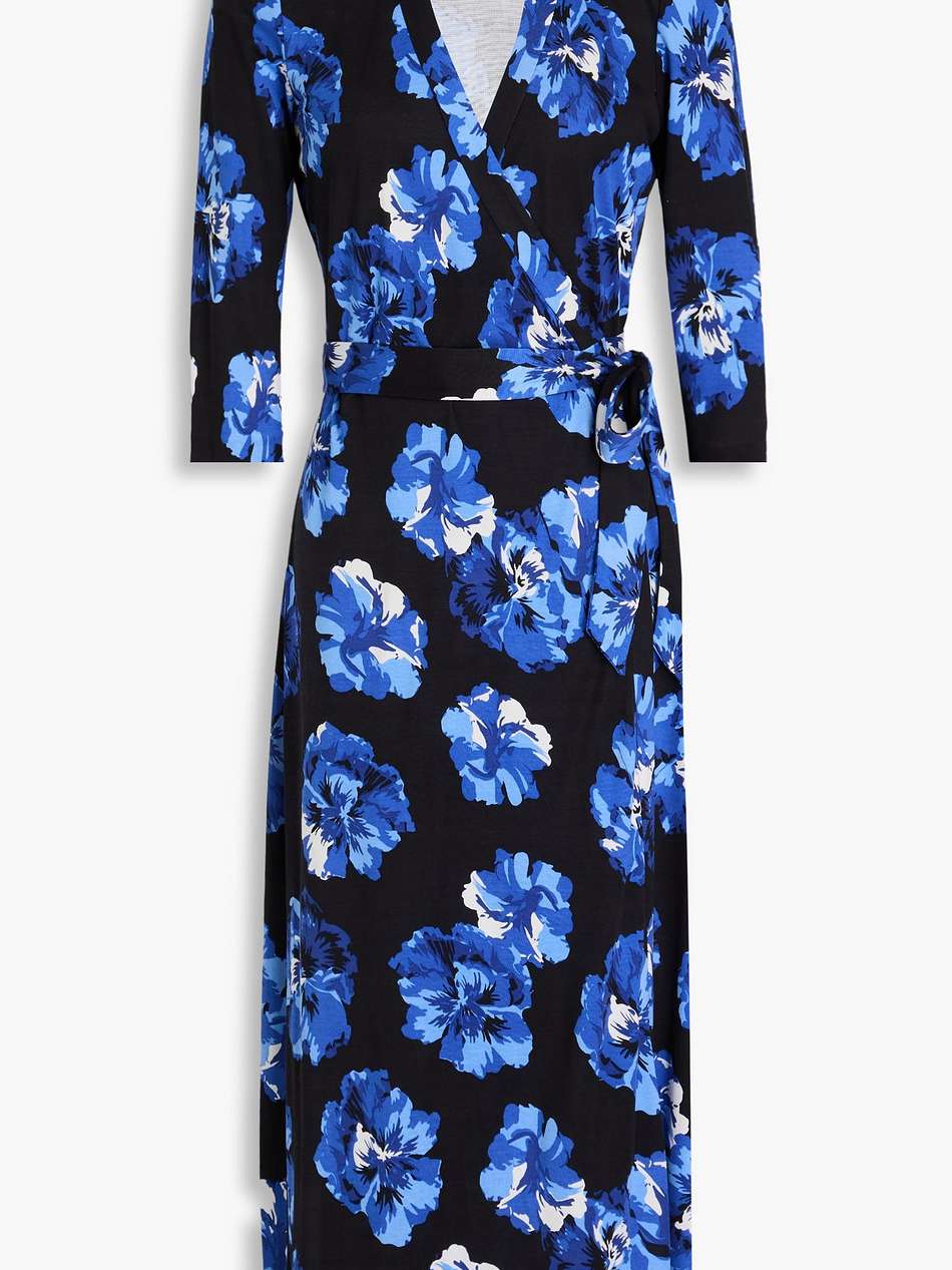 floral-print silk-jersey midi wrap dress