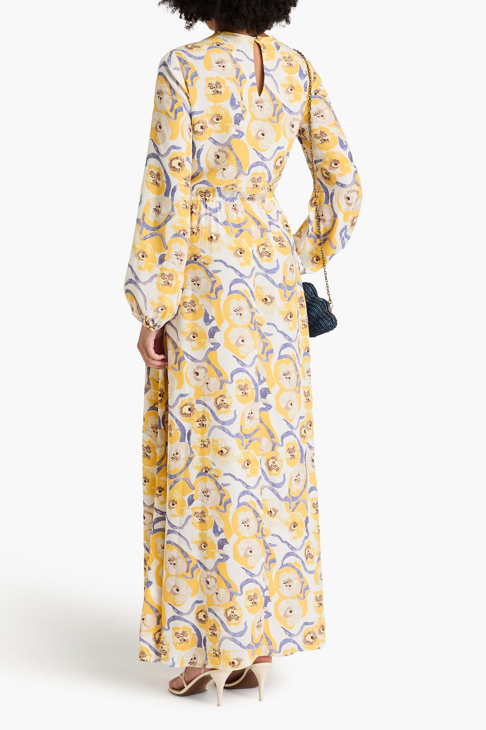 Diane Von Furstenberg Sydney Floral-print Crepe De Chine Maxi Dress In Marigold