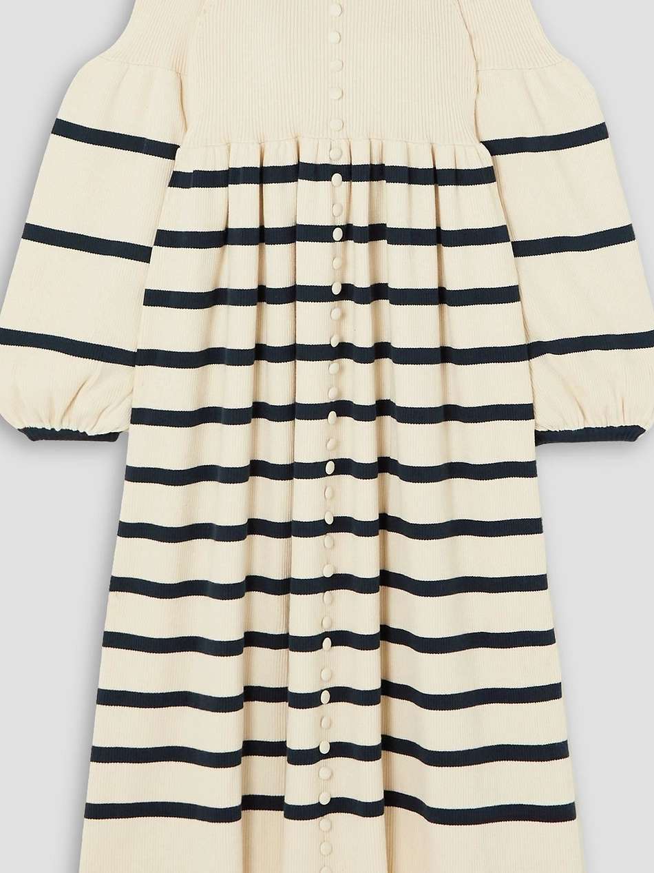 lesleigh off-the-shoulder striped cotton and cashmere-blend midi dress
